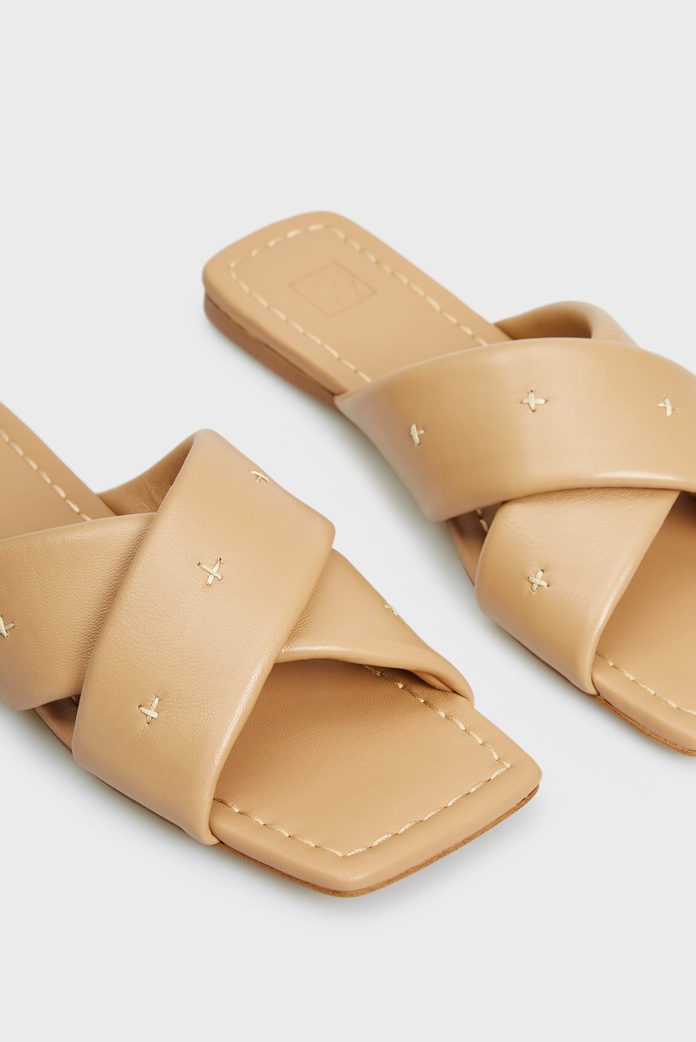Женские бежевые кожаные слайдеры Agata 10