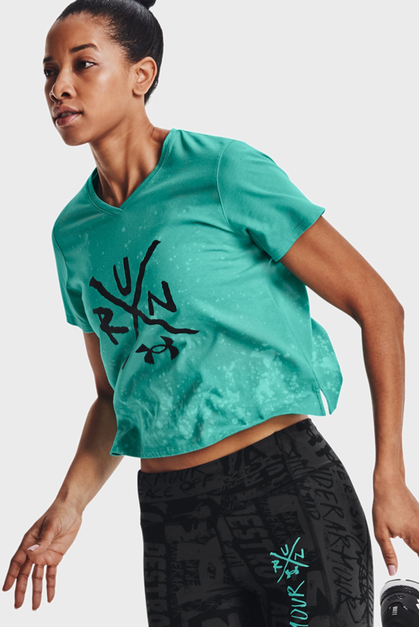 Женская бирюзовая футболка UA Destroy All Miles SS 4