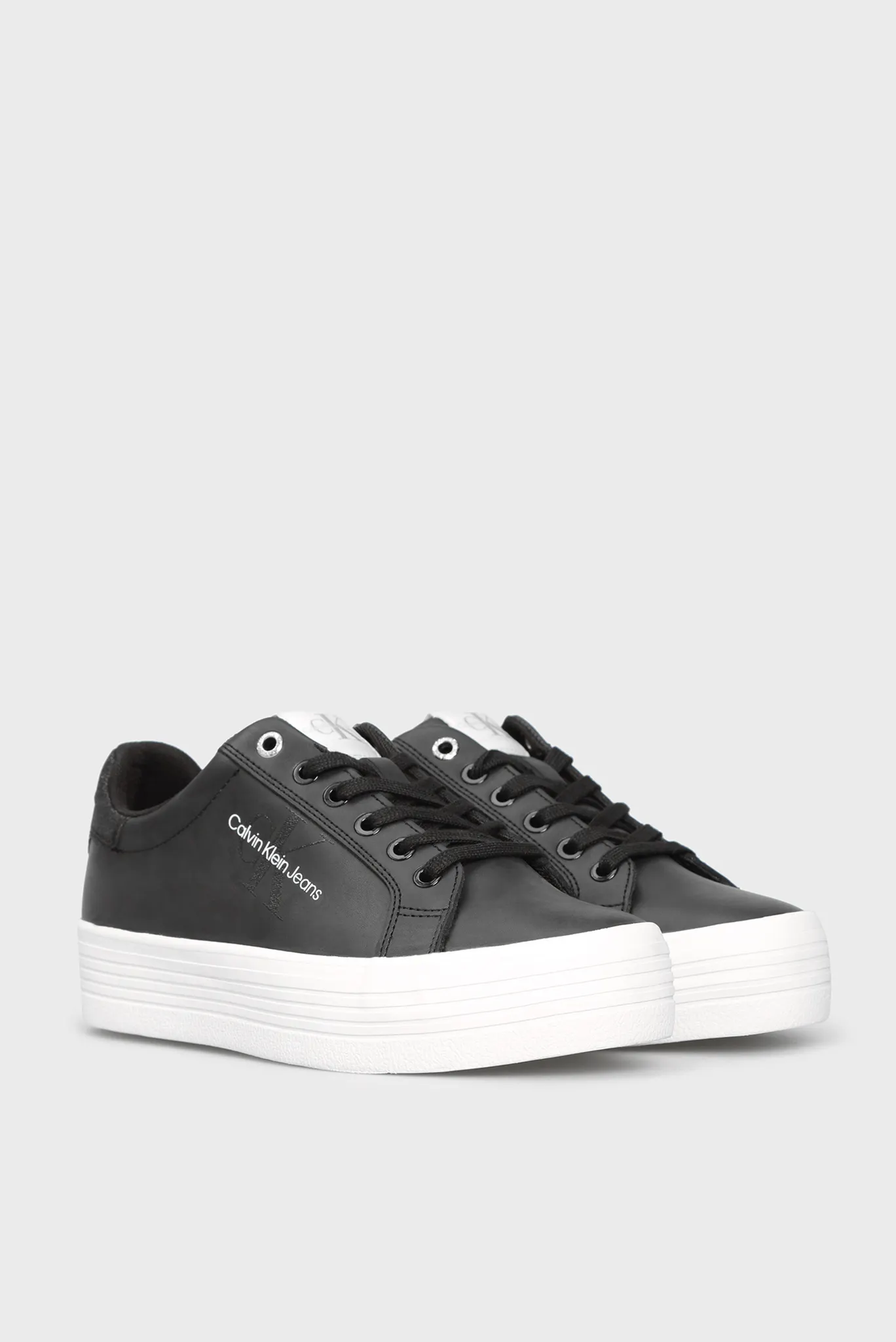 Женские черные кожаные сникеры VULCANIZED FLATFORM 3
