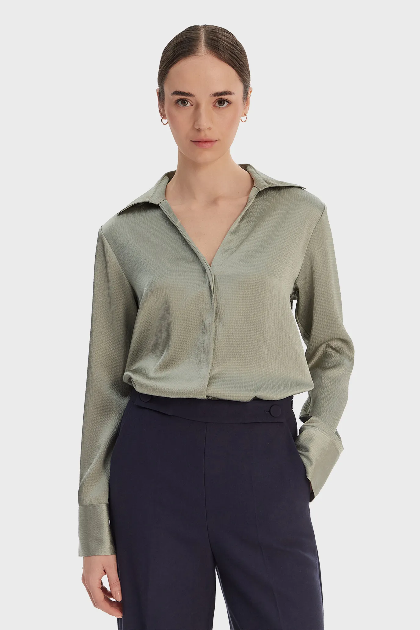 Рубашка HAMMERED SATIN FITTED SHIRT 1