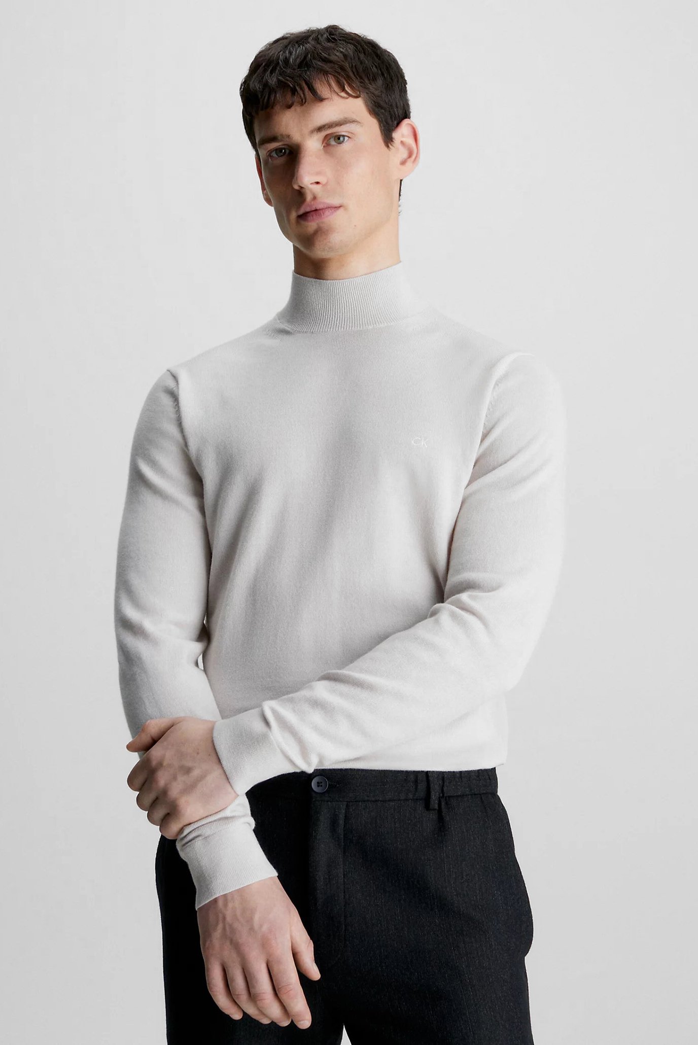 Мужской белый шерстяной гольф MERINO MOCK NECK 1