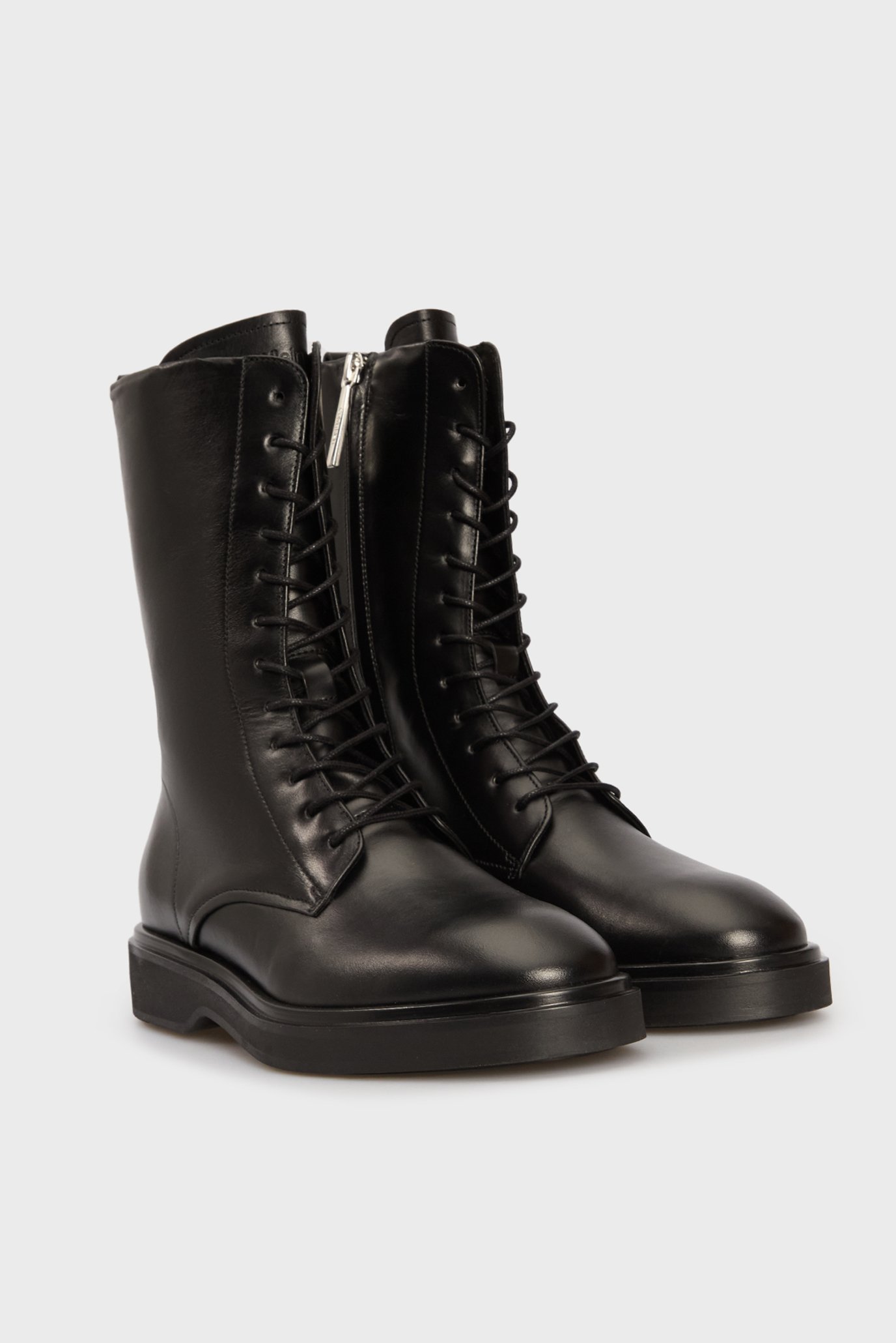 Женские черные кожаные ботинки FLAT MID LACE UP BOOTCalvin Klein Женские черные кожаные ботинки FLAT MID LACE UP BOOT 3