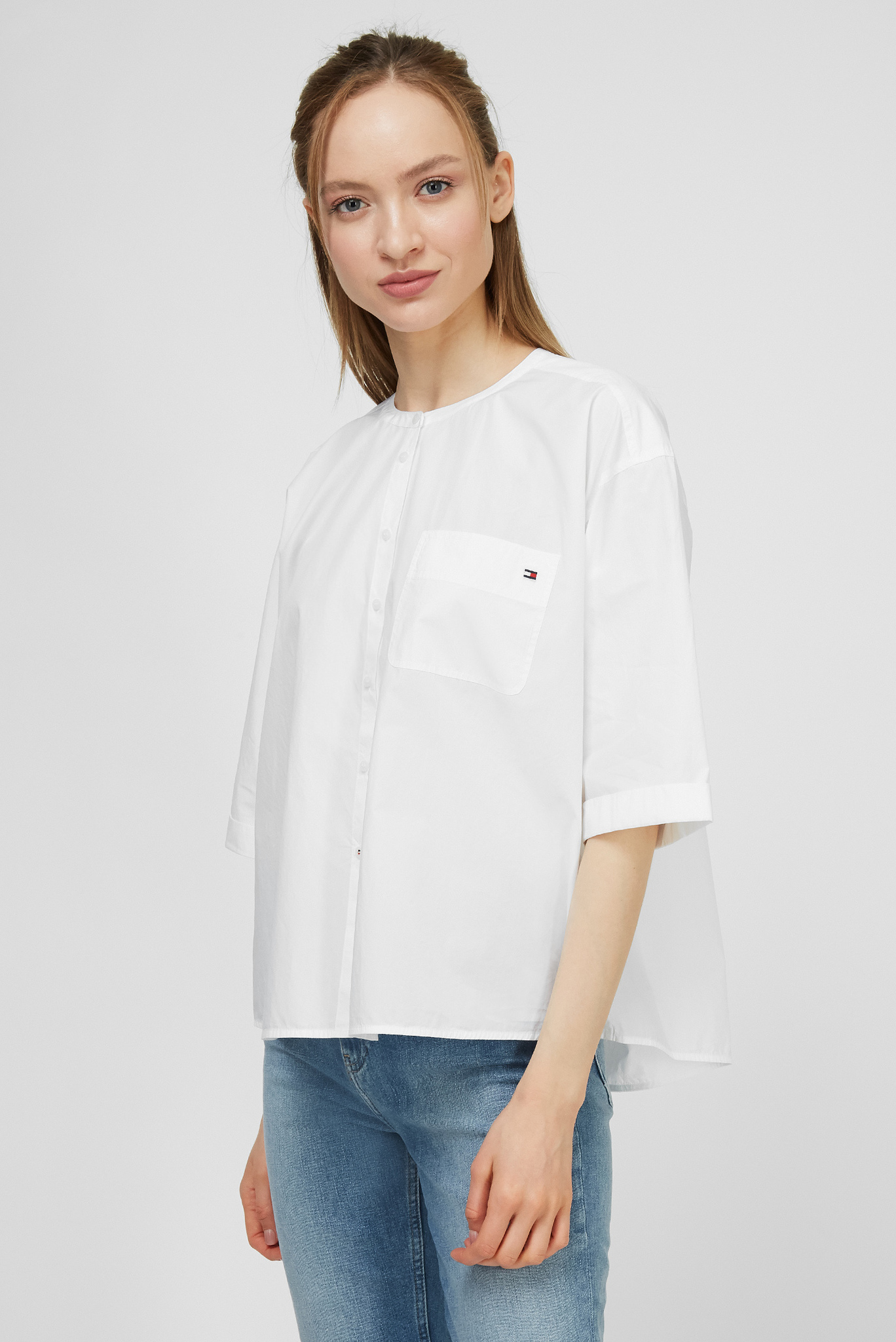 Женская белая рубашка CRISP POPLIN RELAXED SHIRT SS 3