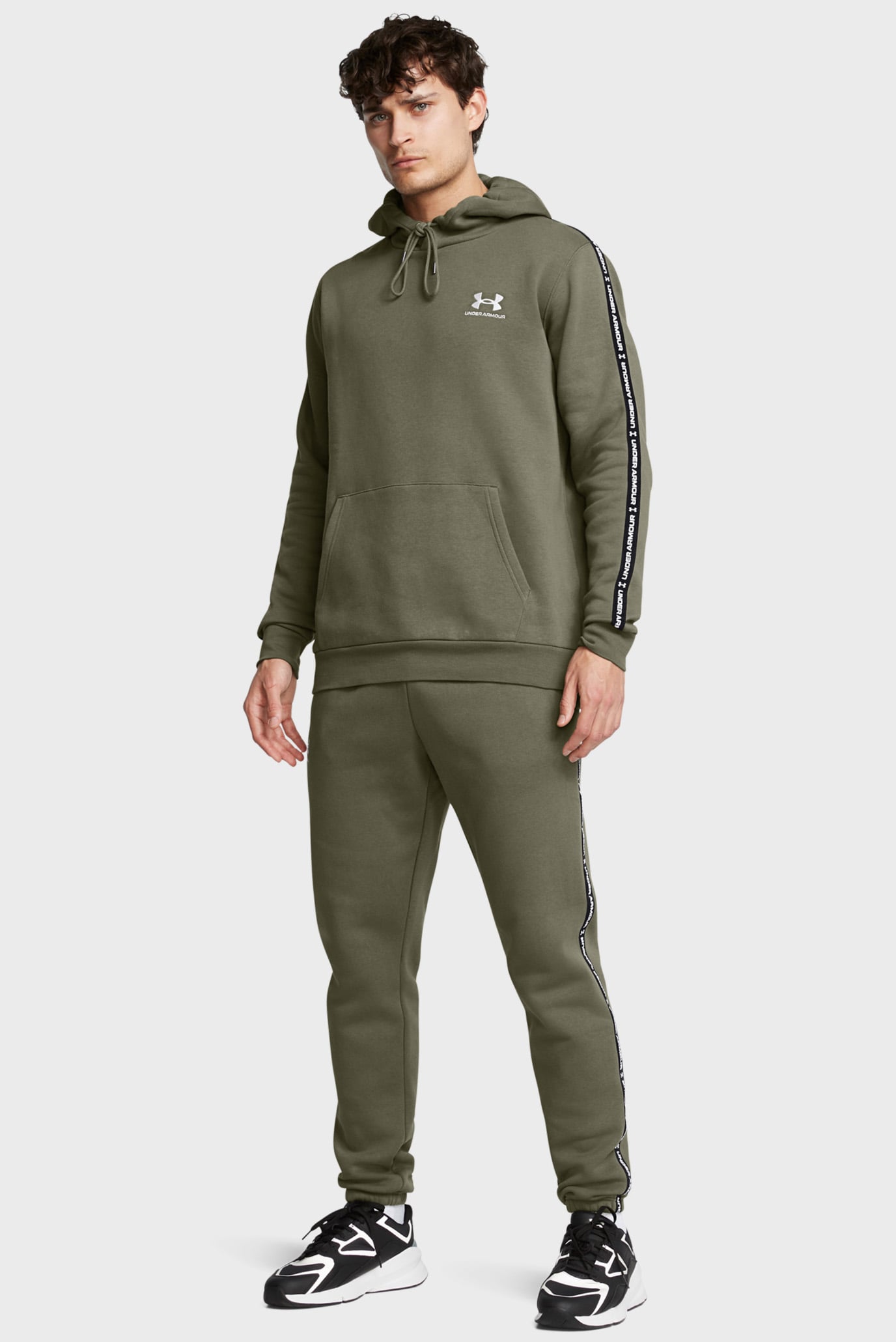 Мужское зеленое худи UA Icon Fleece HD Taping 2