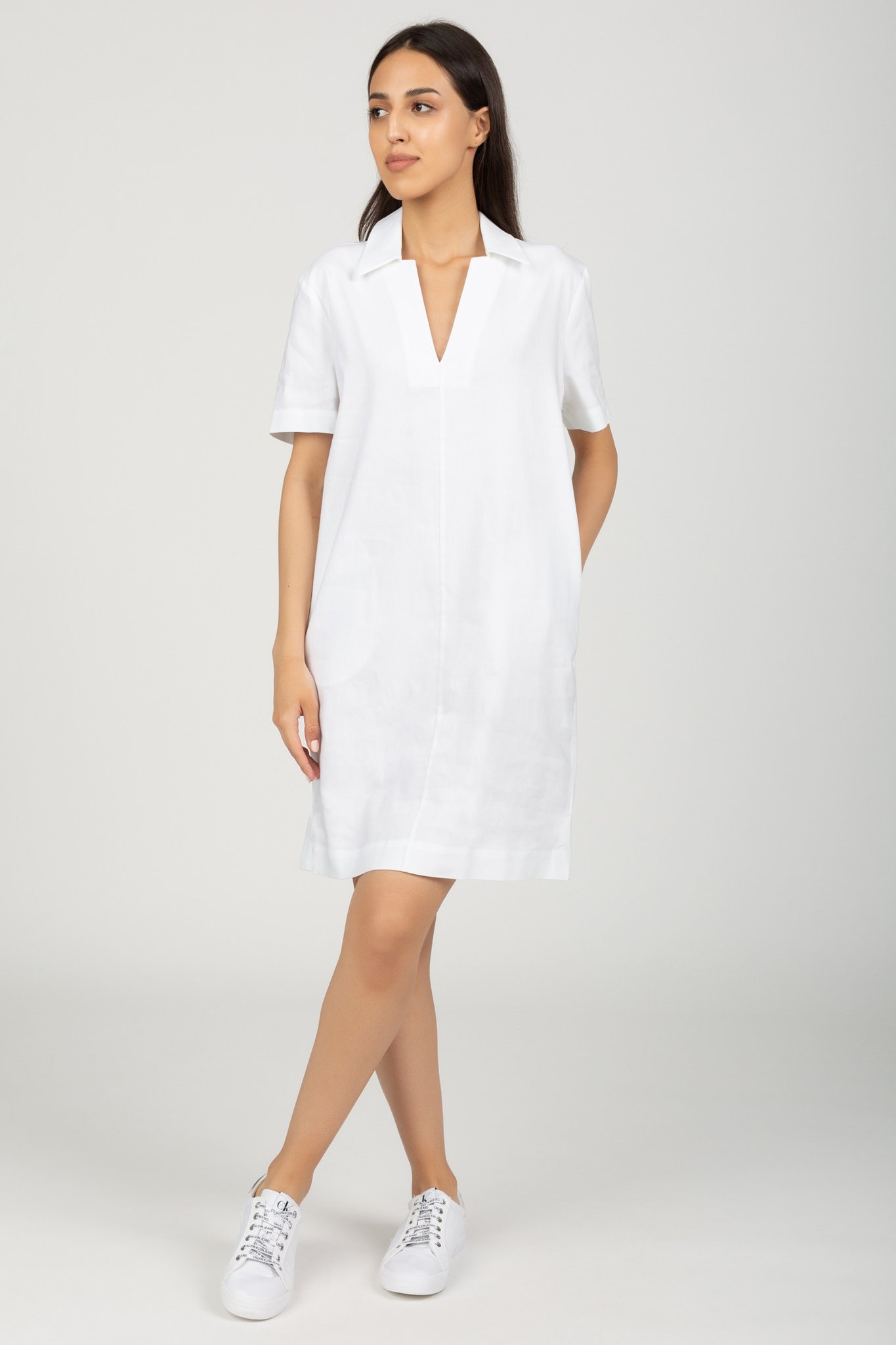 Платье LINEN OPEN NECK SHORT DRESS 5