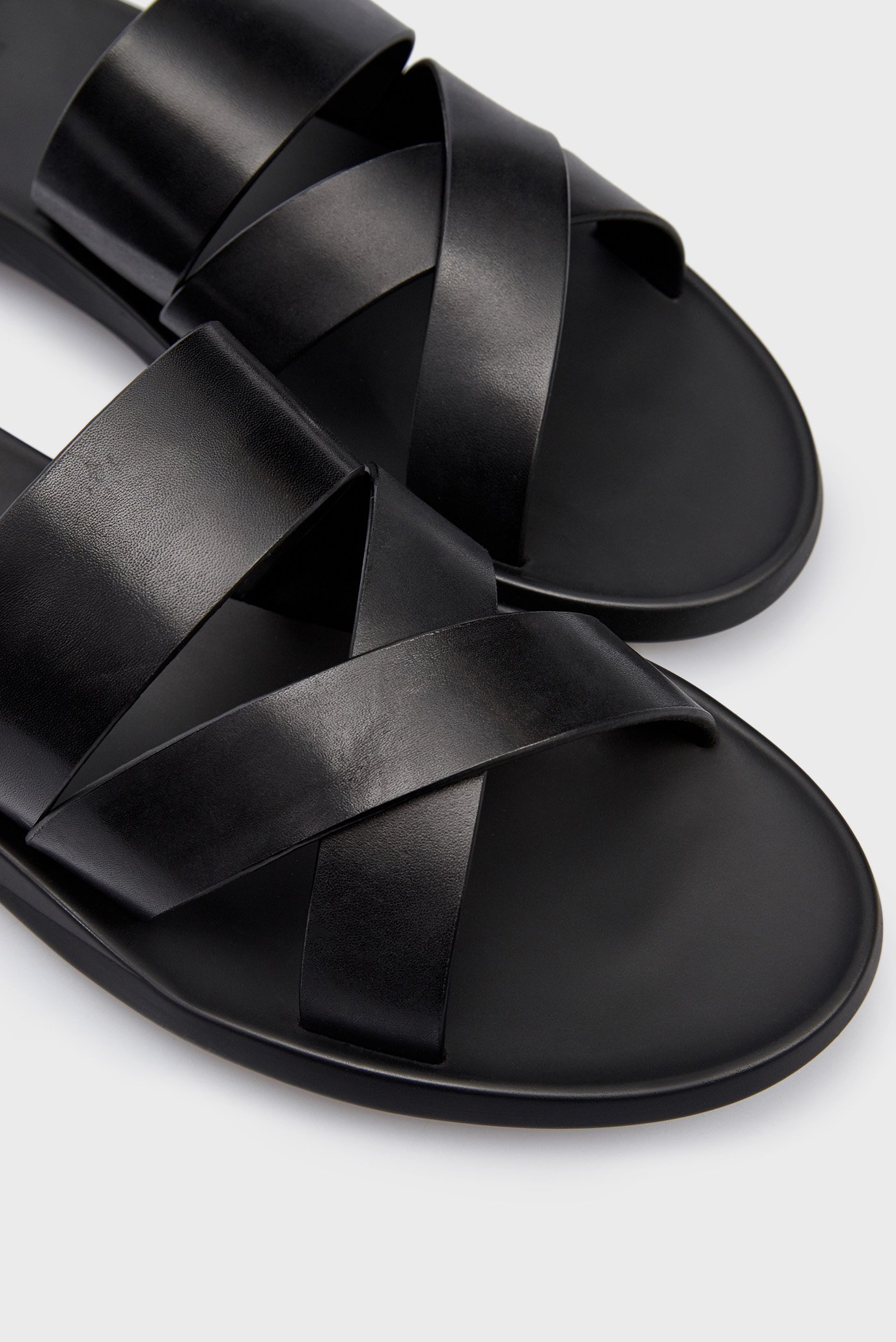 Мужские черные кожаные слайдеры PRPY Мужские черные кожаные слайдеры 2