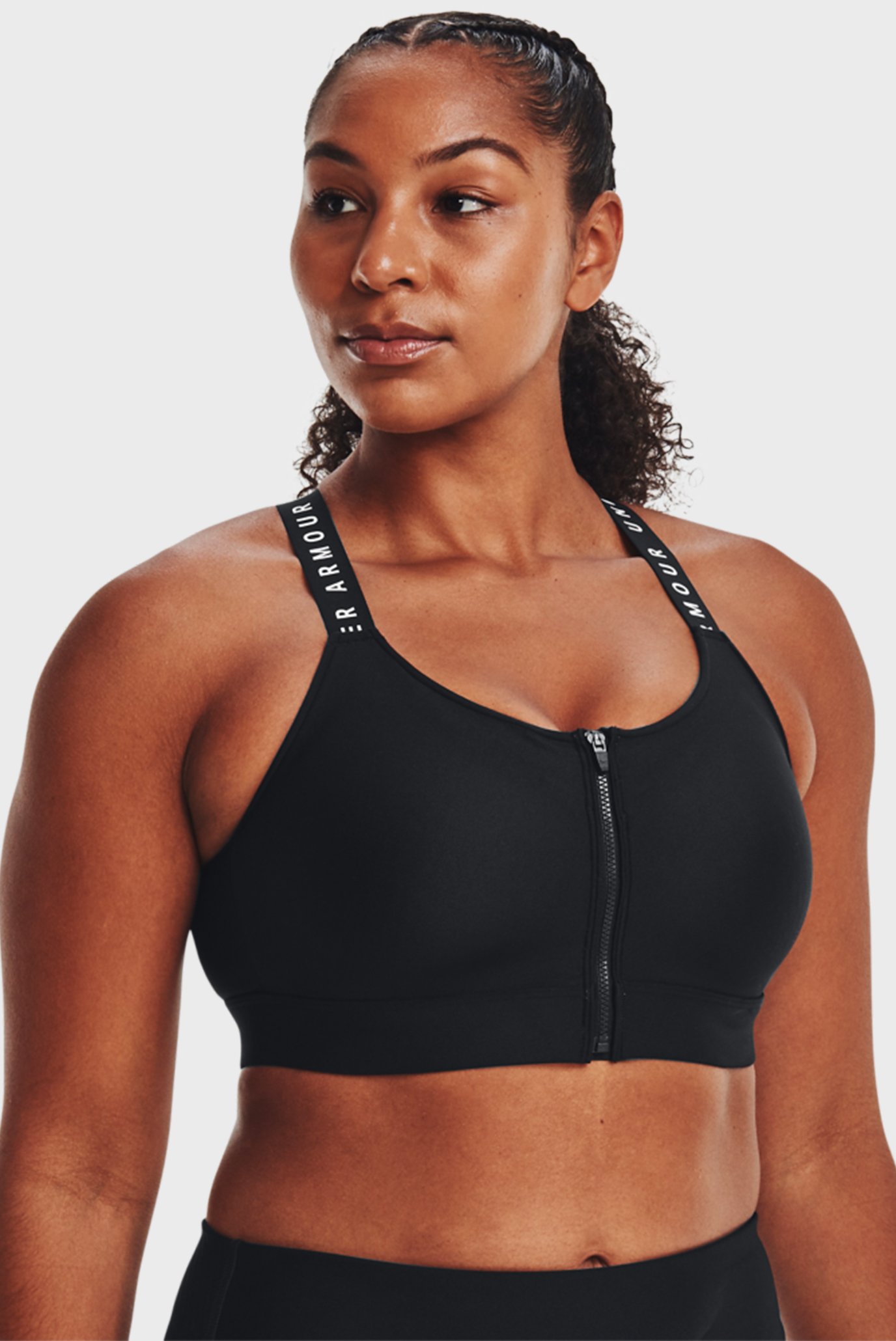 Женский черный спортивный топ UA Infinity High Bra Zip 4