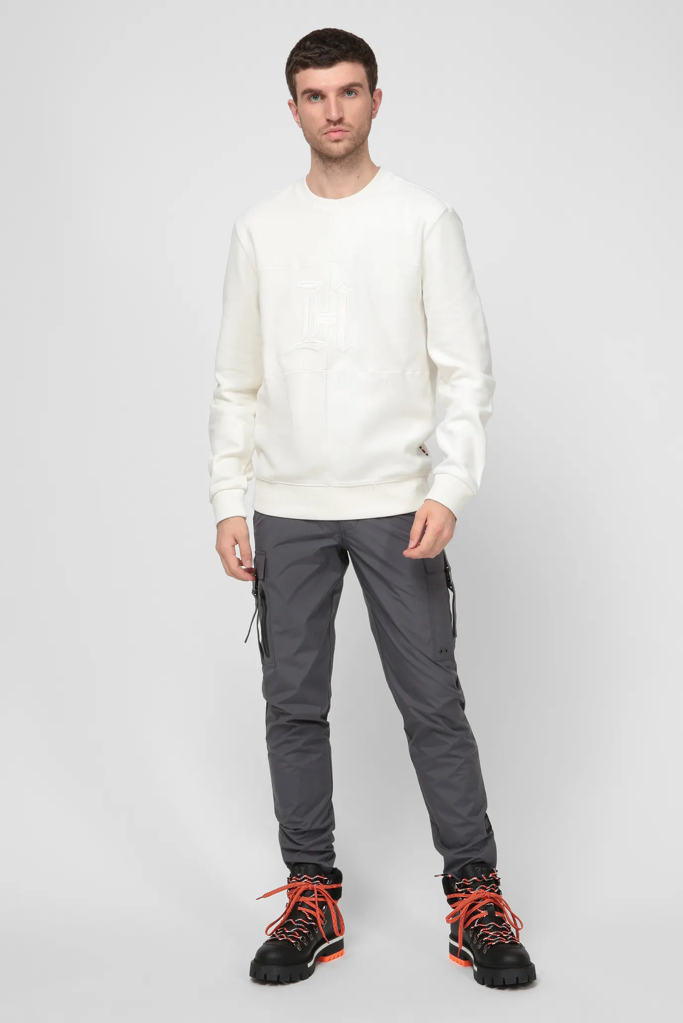 Мужской белый свитшот Lewis Hamilton TONAL FLEECE CREW NECK 7