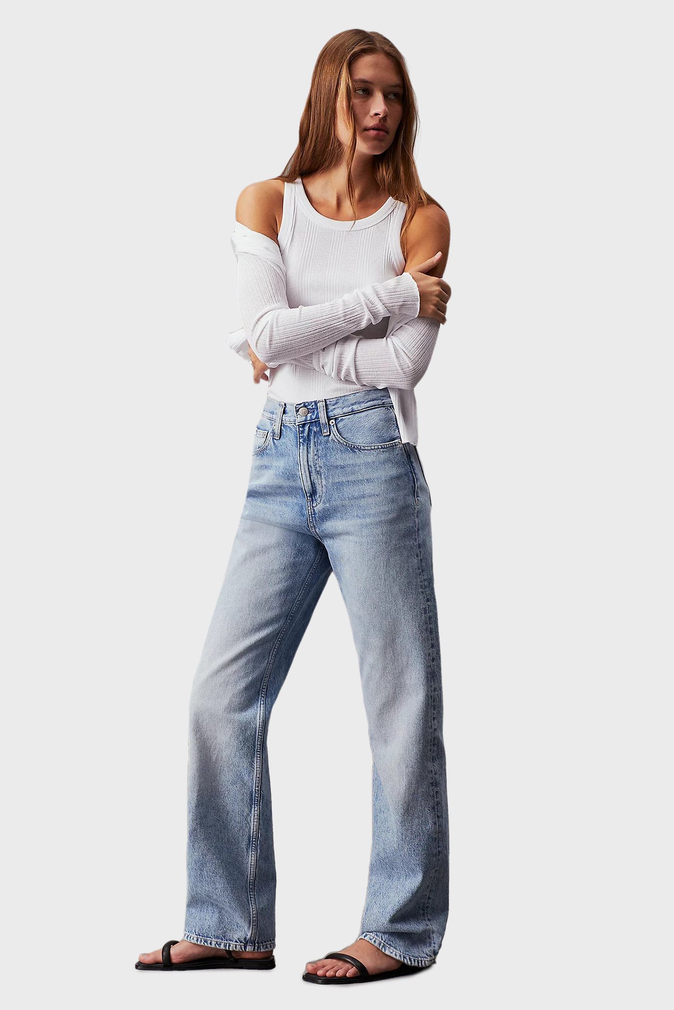 Женские голубые джинсы HIGH RISE STRAIGHT 2