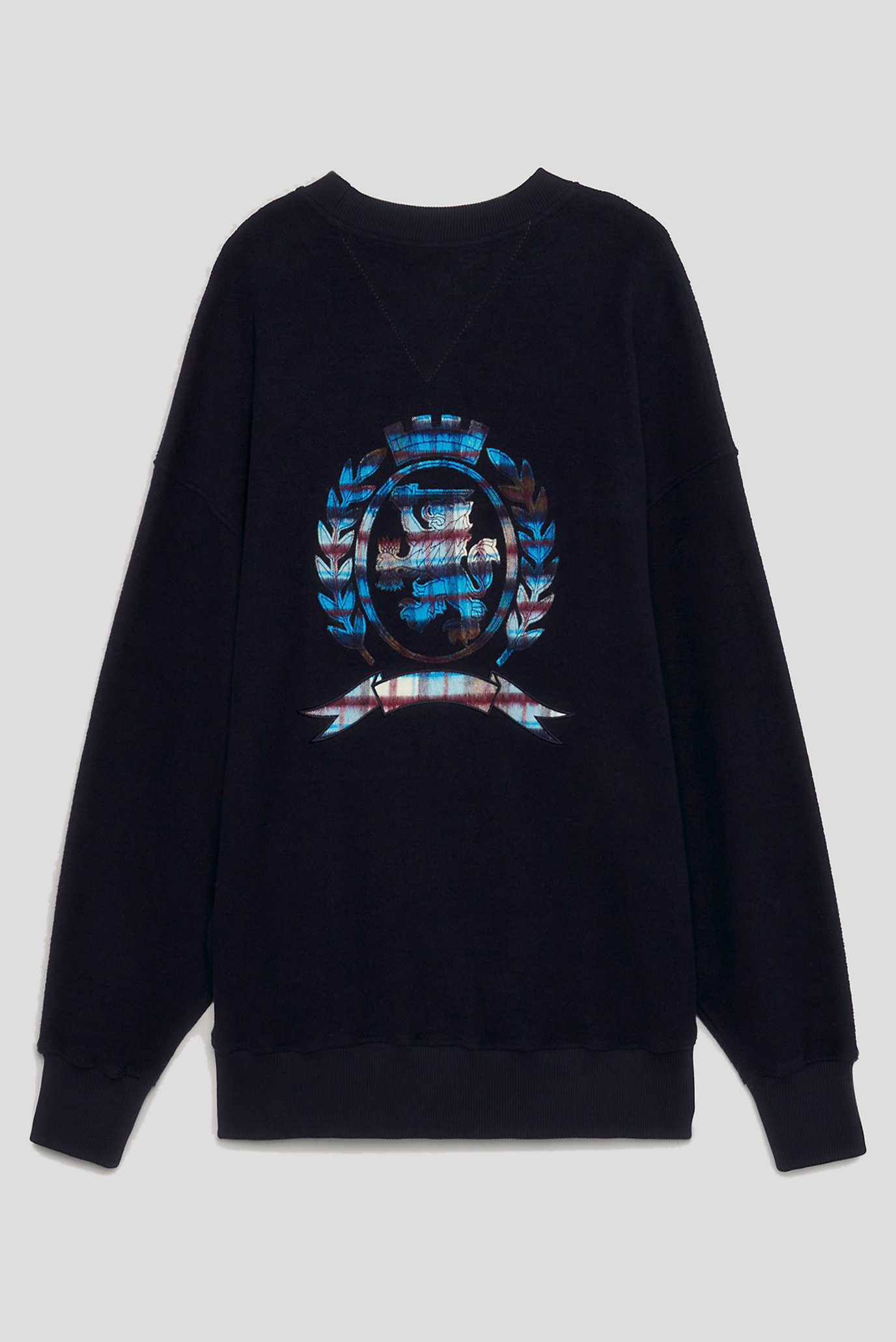 Мужской темно-синий свитшот THC TARTAN OVERSIZED CNECK 8