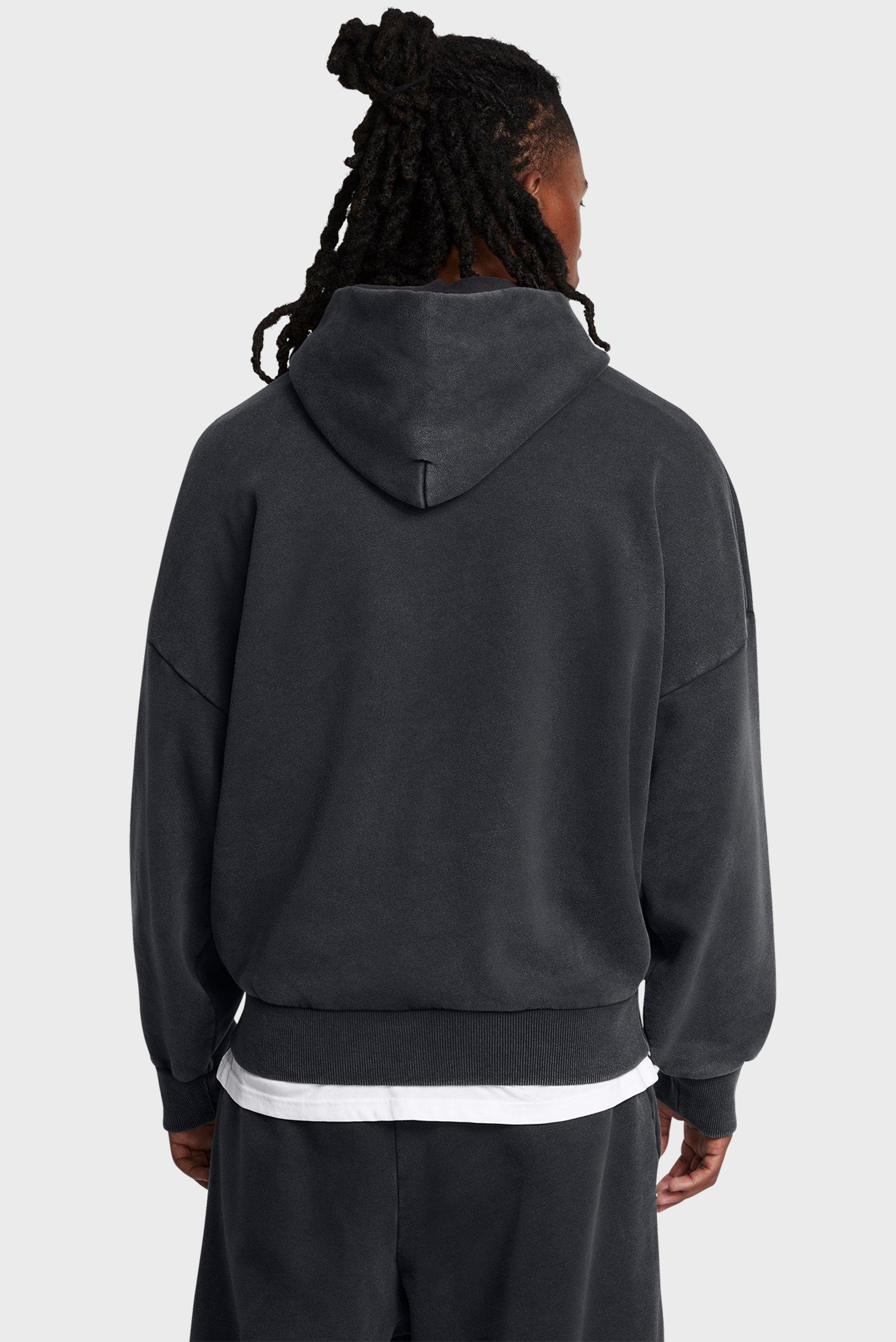 Мужское черное худи UA Icon HWT Flc Wash OS Hood 3