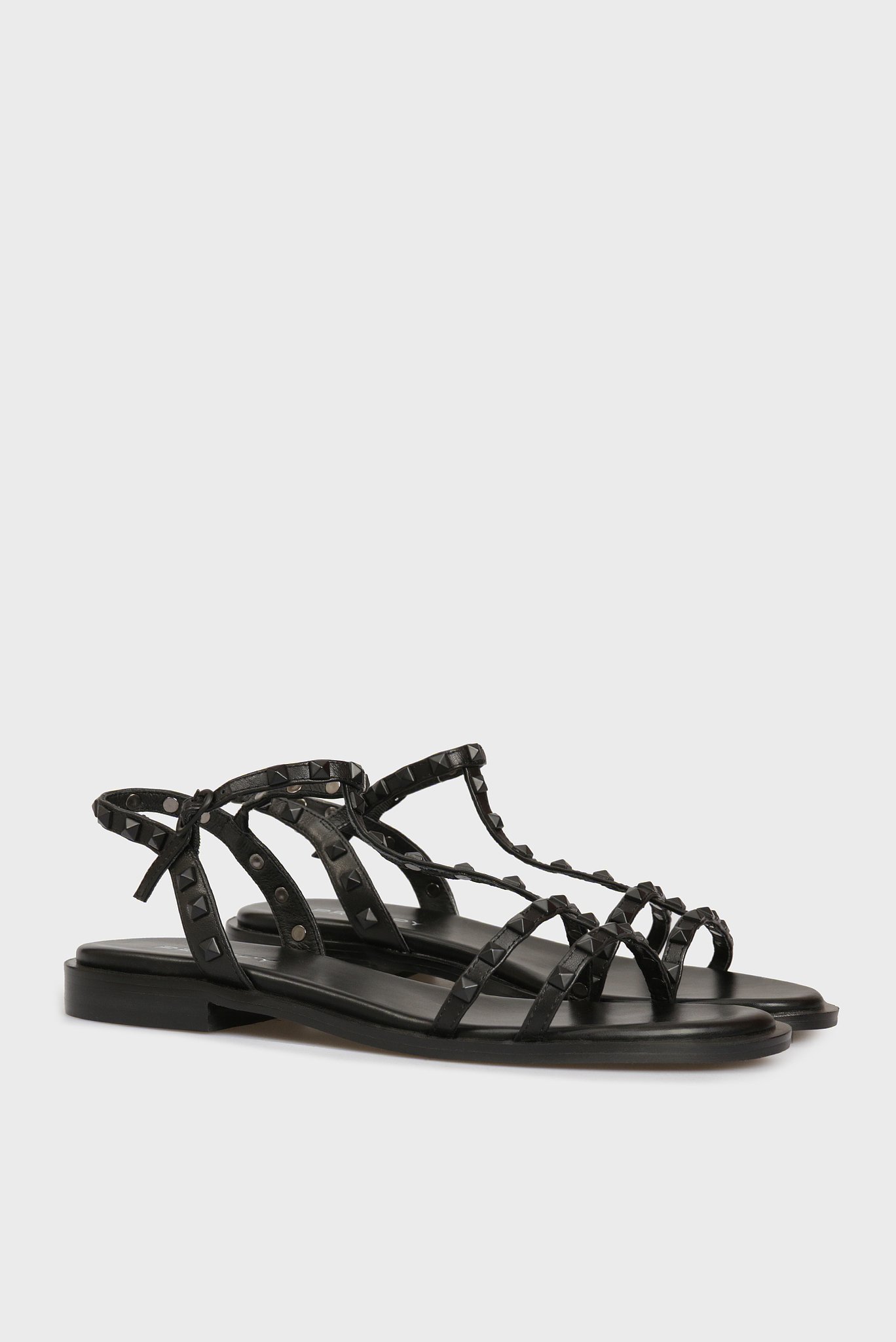 Женские черные кожаные сандалии 6