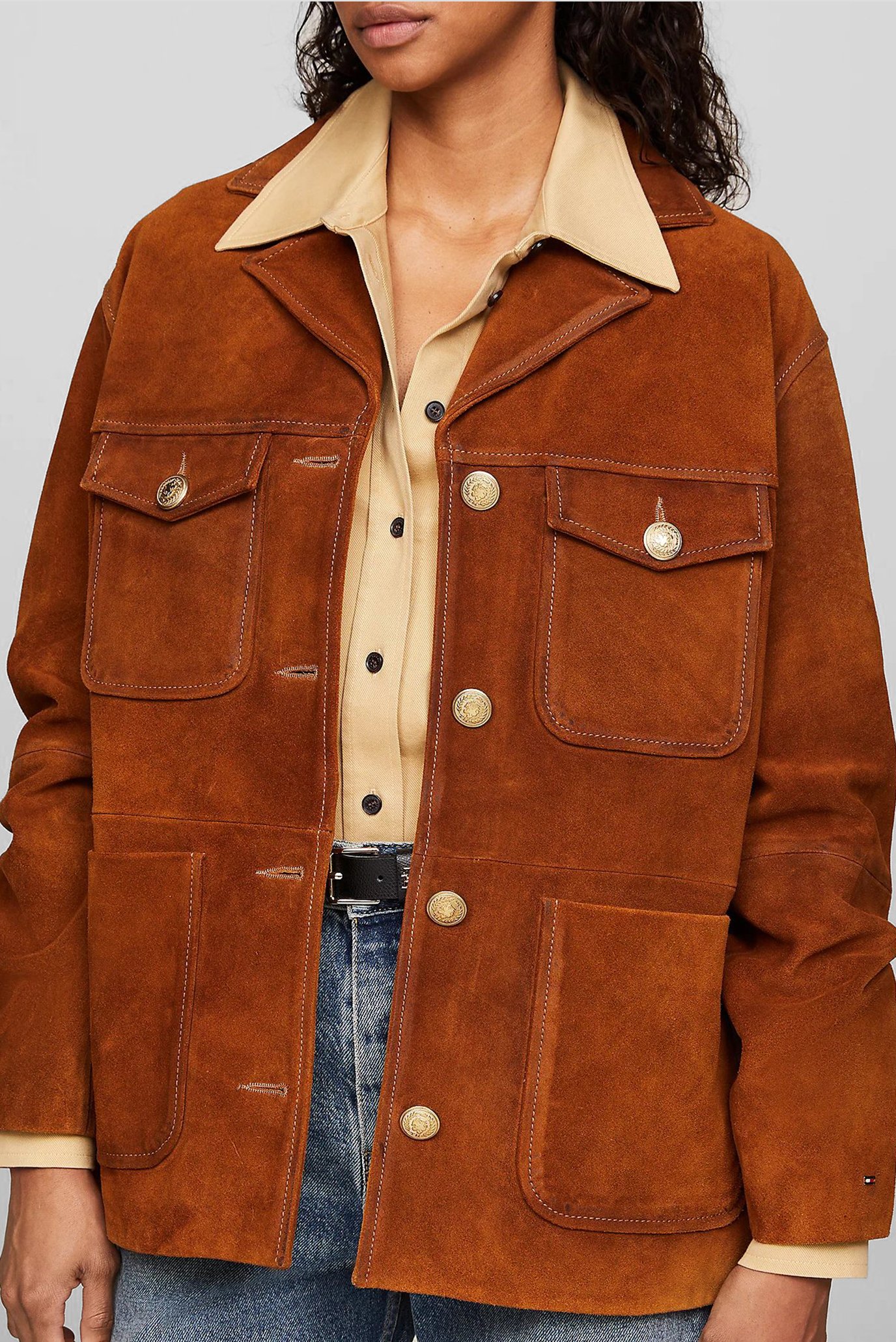 Женская рыжая замшевая куртка MD SUEDE AMERICANA 4