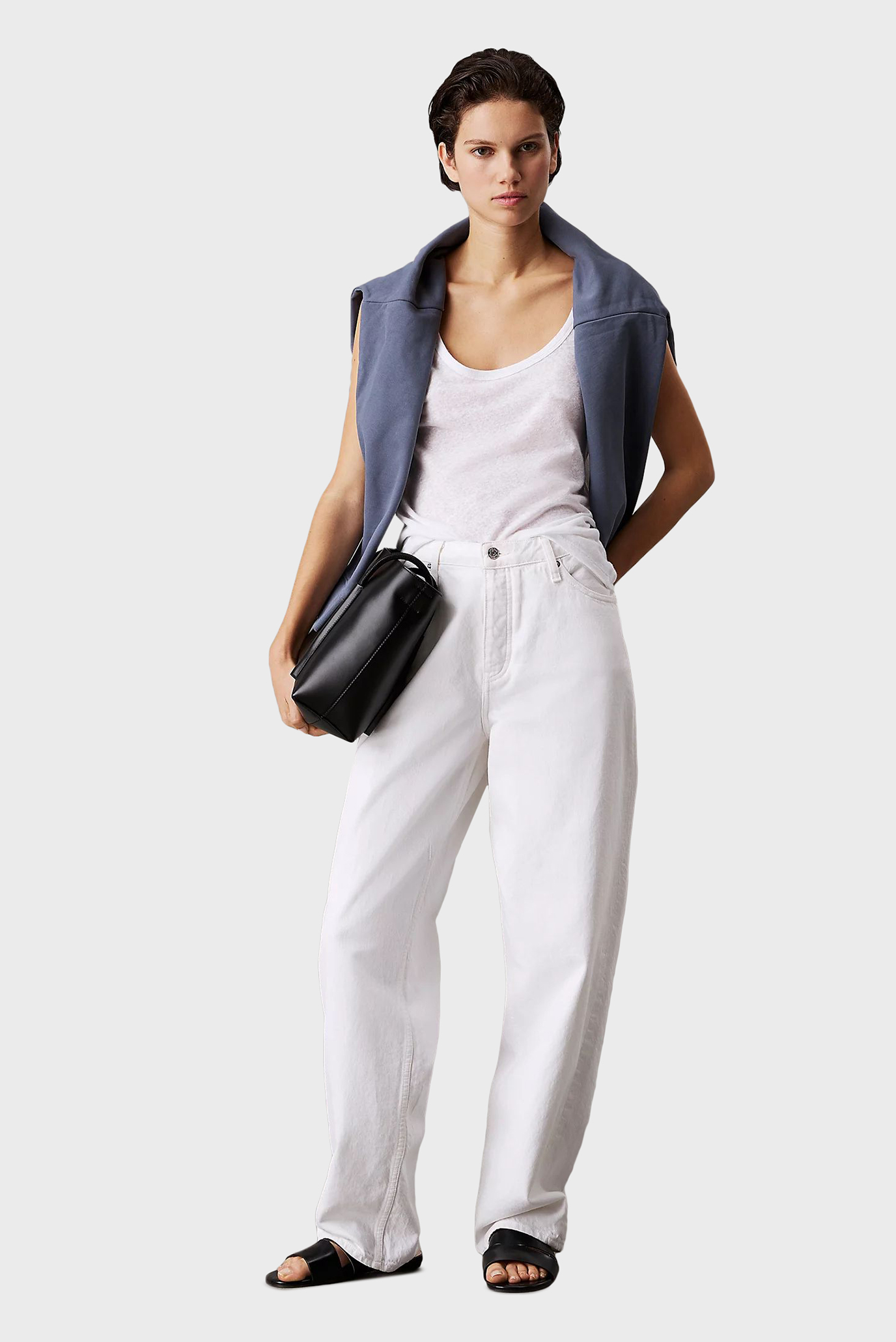 Женская белая льняная майка LINEN JERSEY TANKCalvin Klein Женская белая льняная майка LINEN JERSEY TANK 2