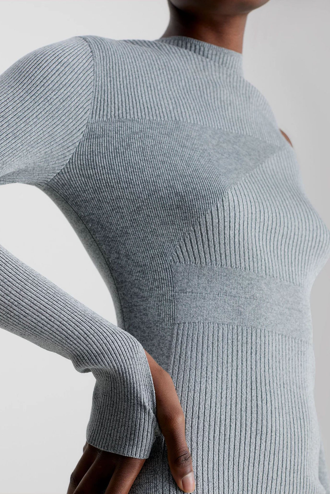 Женское серое платье MELANGE RIB CUT OUT KNIT DRESS 4