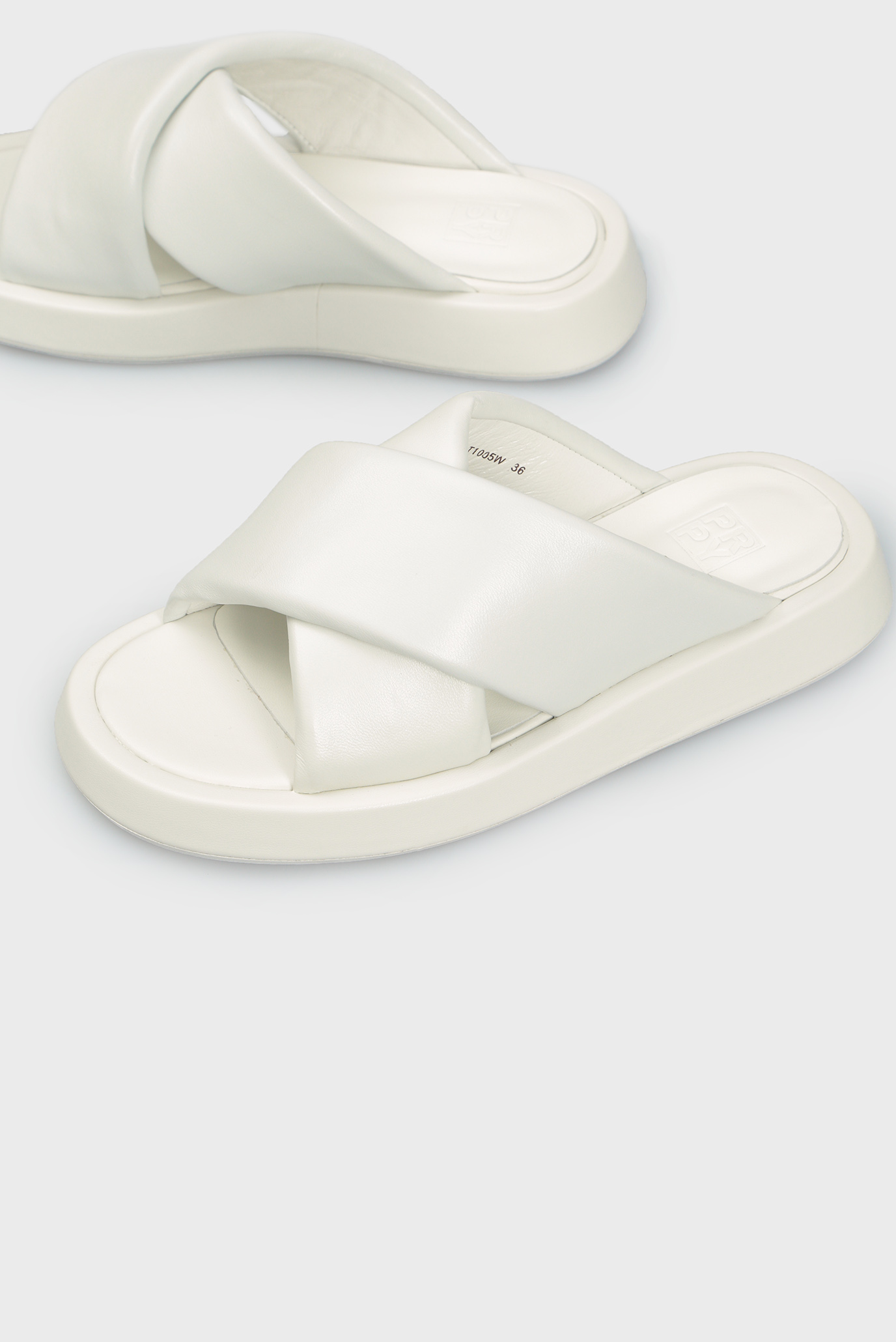 Женские белые кожаные слайдеры MonzaPRPY Женские белые кожаные слайдеры Monza 7
