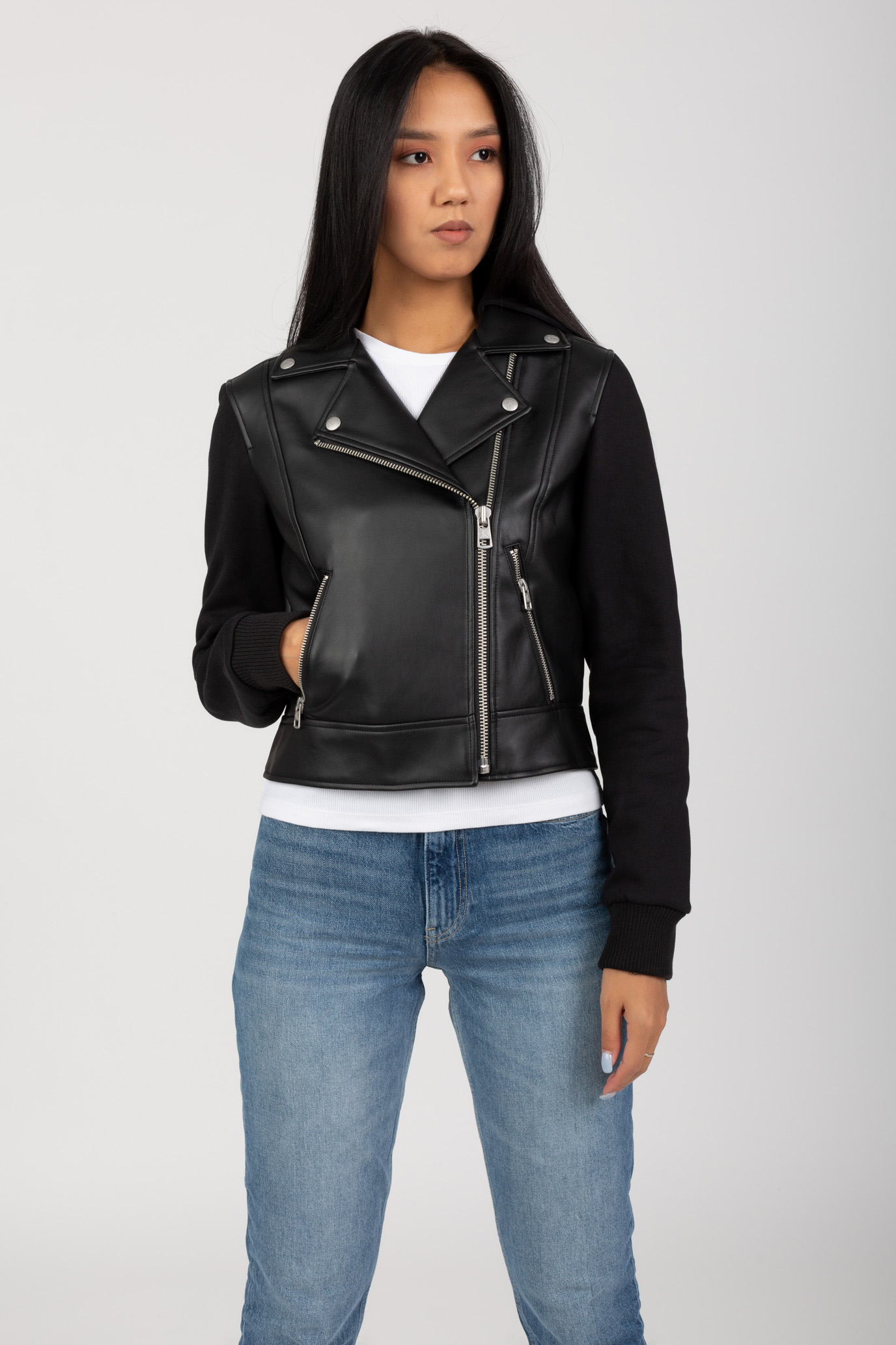 Calvin klein faux leather jacket best sale