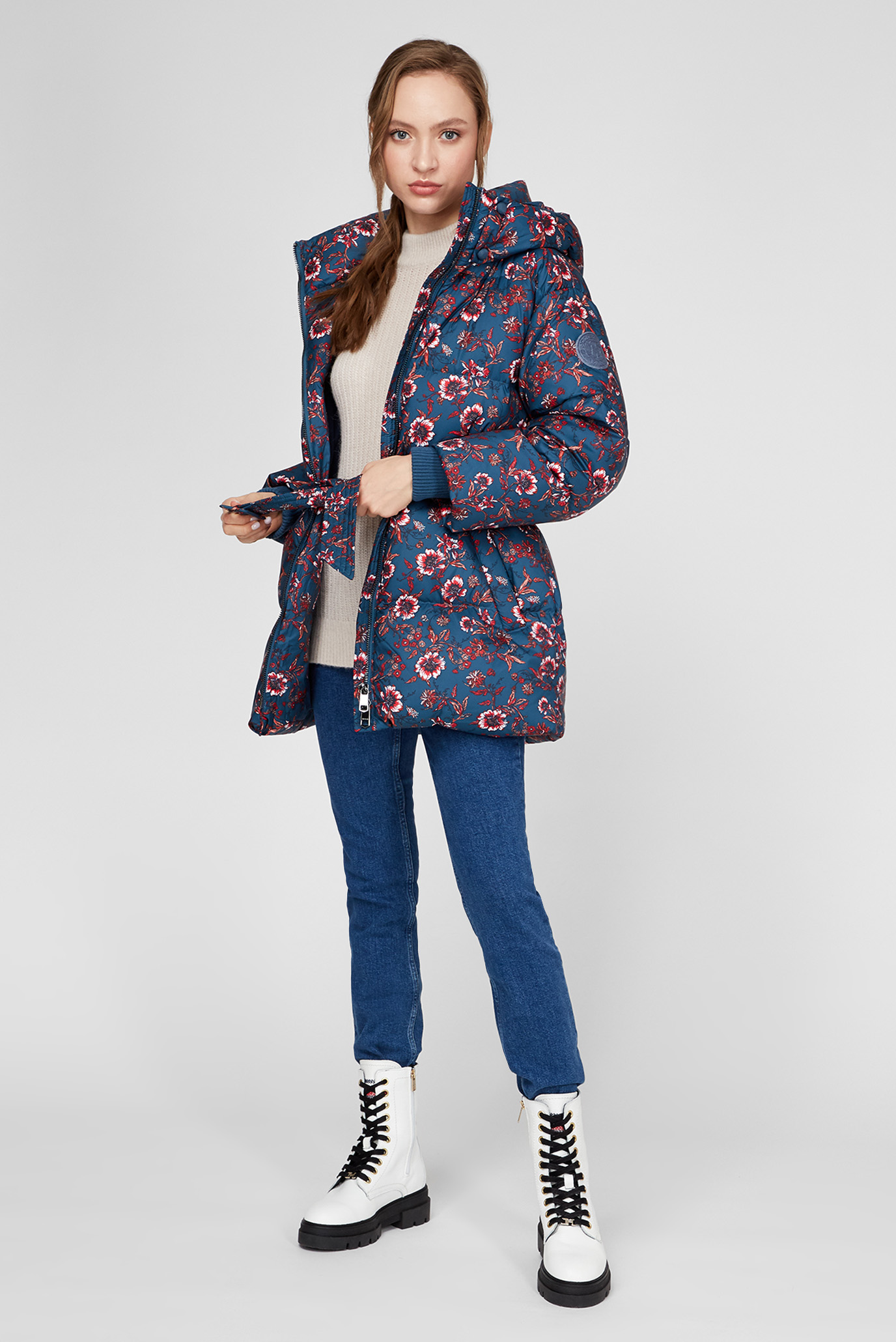 Женский бежевый свитер TEXTURED STITCH MOCK-NK 10