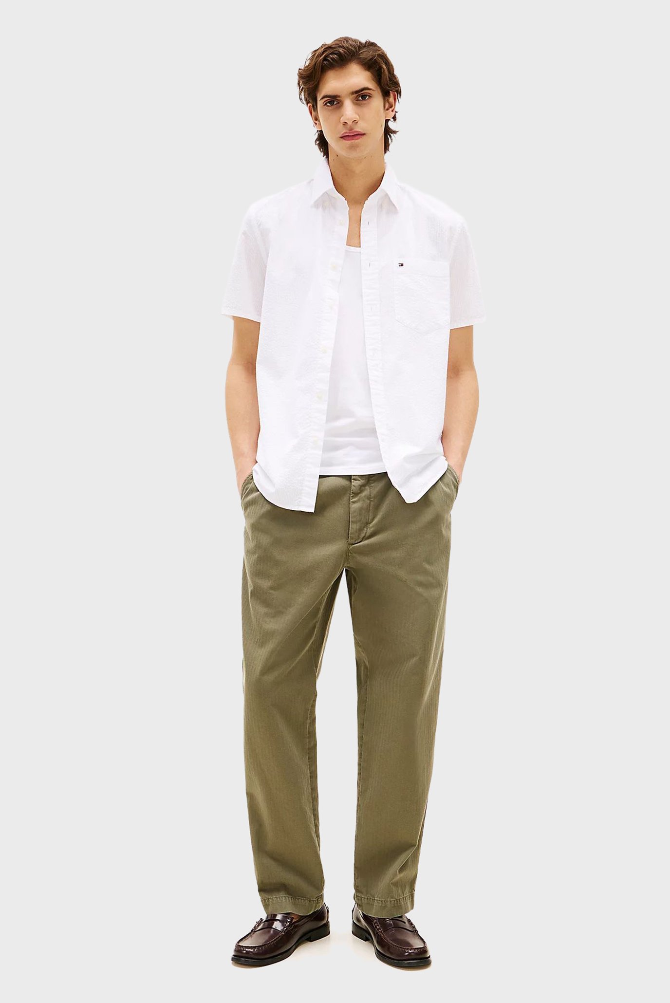 Мужская белая рубашка SEERSUCKER 2