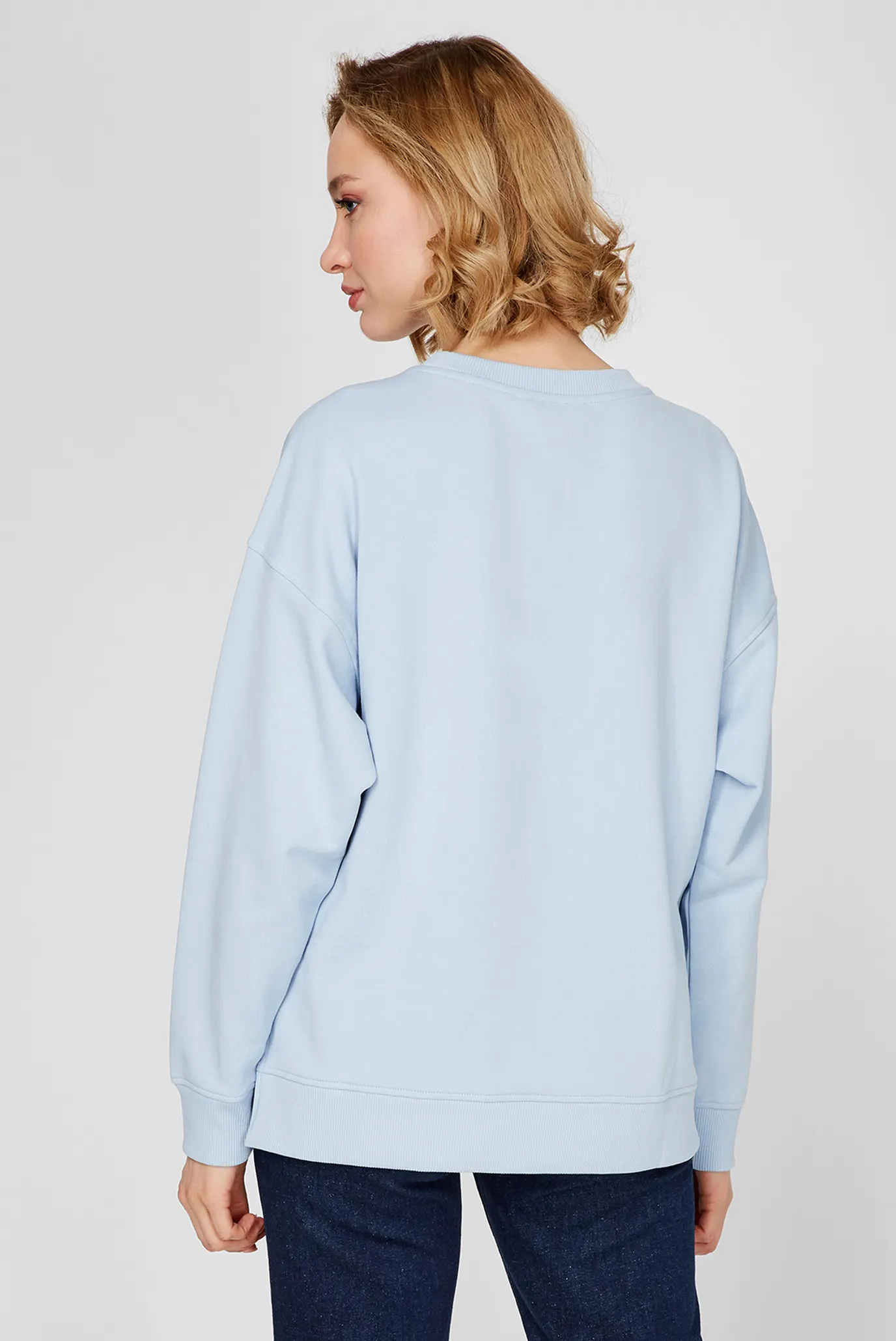 Женский голубой свитшот RELAXED TEXT C-NK 9