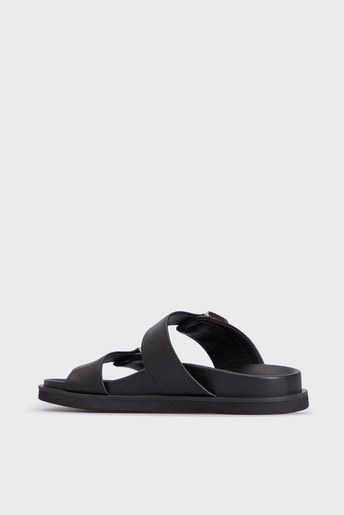 Женские черные кожаные слайдеры Leonna 3