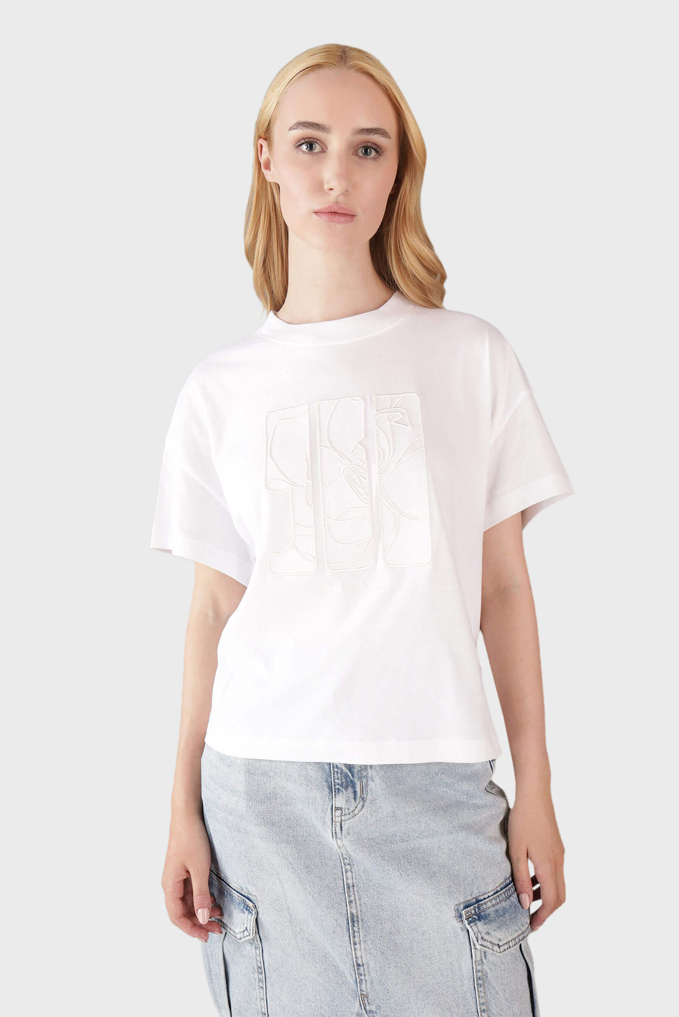 Женская белая футболка EMBROIDERED AW RELAXED TEE 4