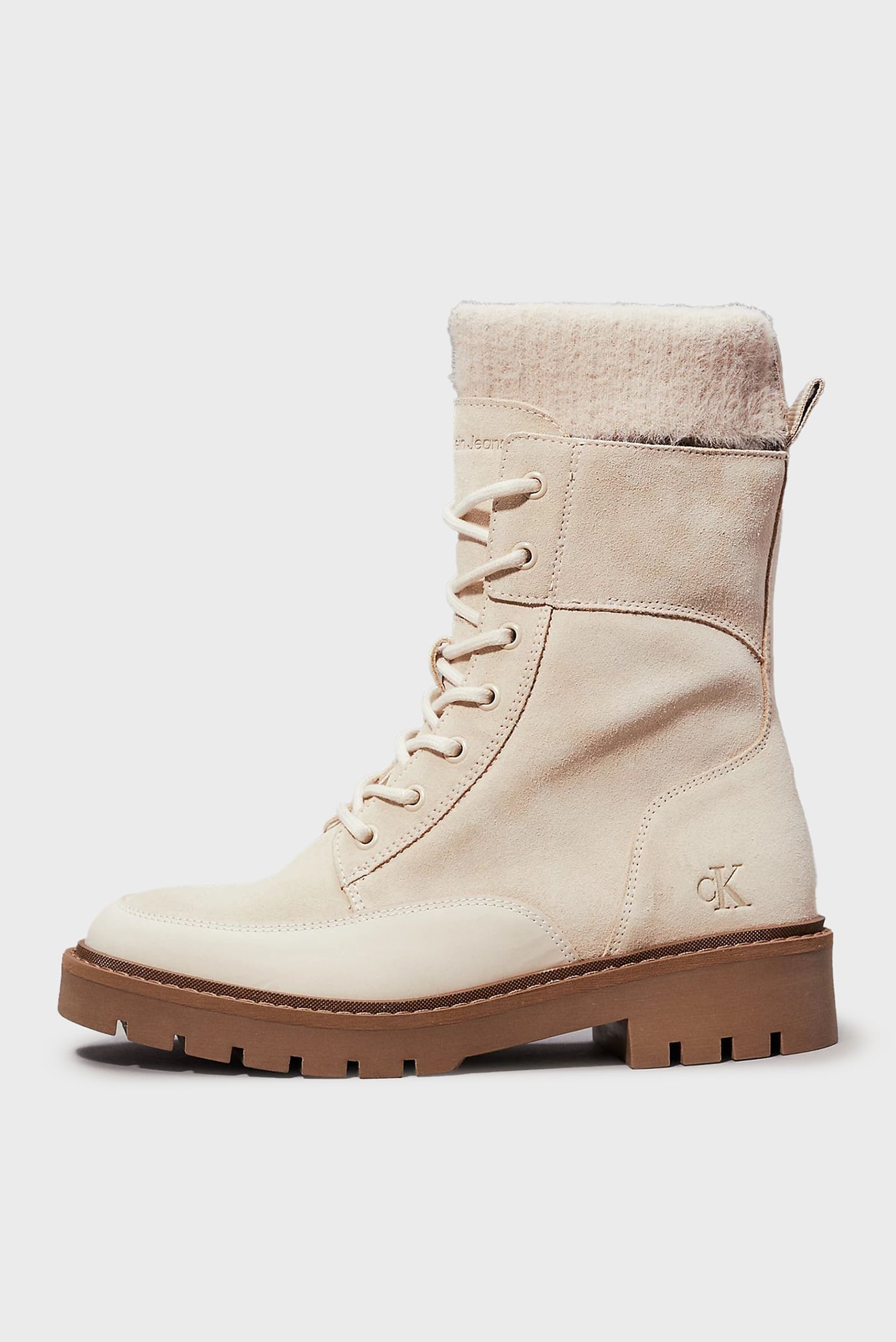 Женские бежевые замшевые ботинки COMBAT MID LACE UP BOOT WL 4