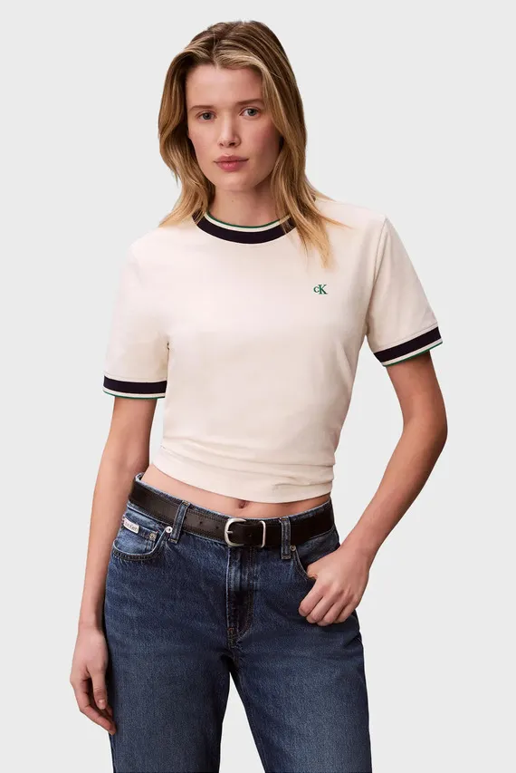 Футболка SS CTN MONOGRAM STRIPE TRIM TEE Calvin Klein Jeans