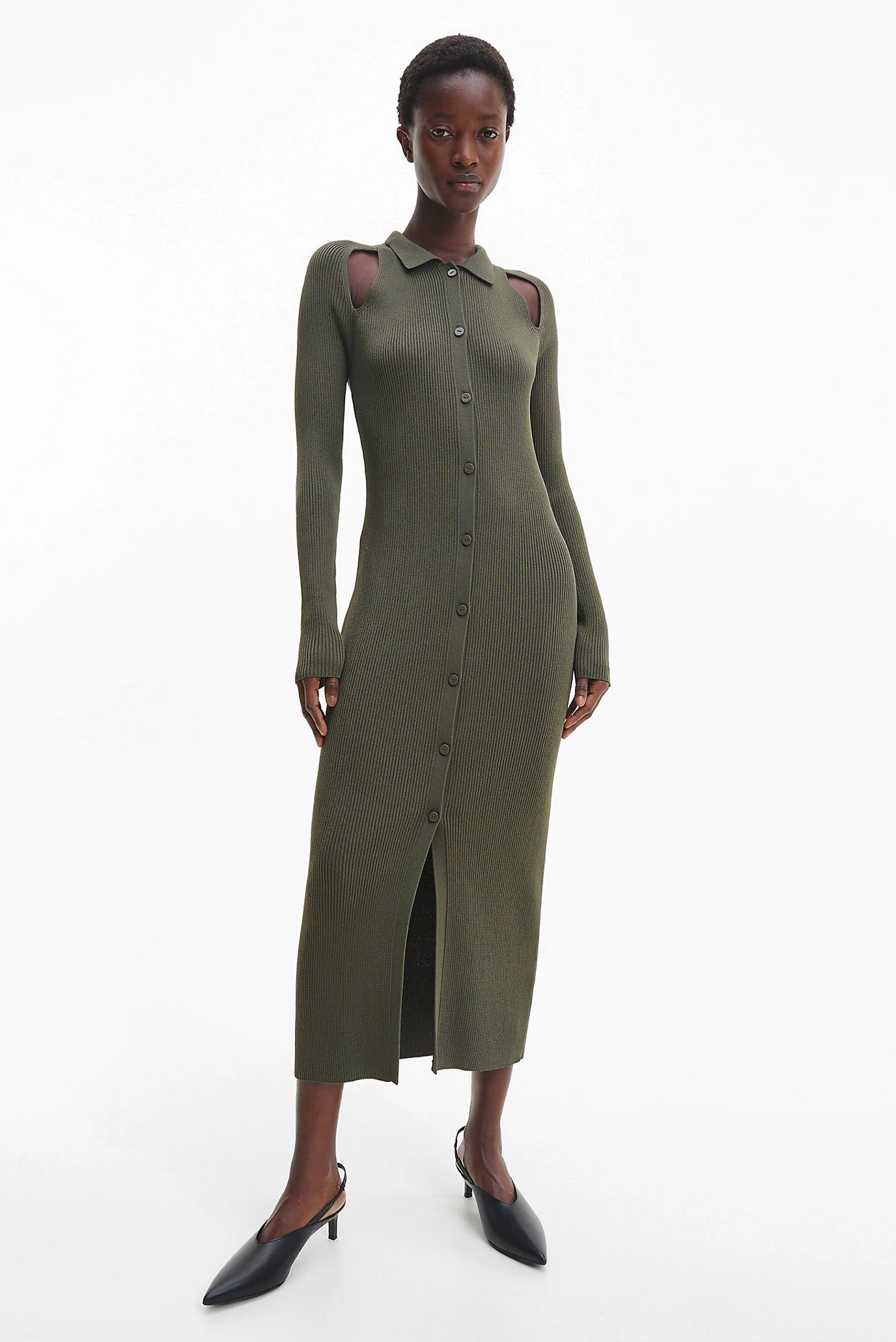 Женское зеленое платье ICONIC RIB SHIRT 6