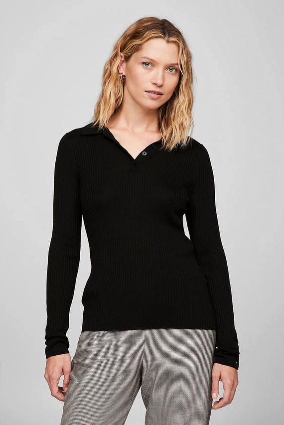 Поло FINE RIBS POLO SWEATER