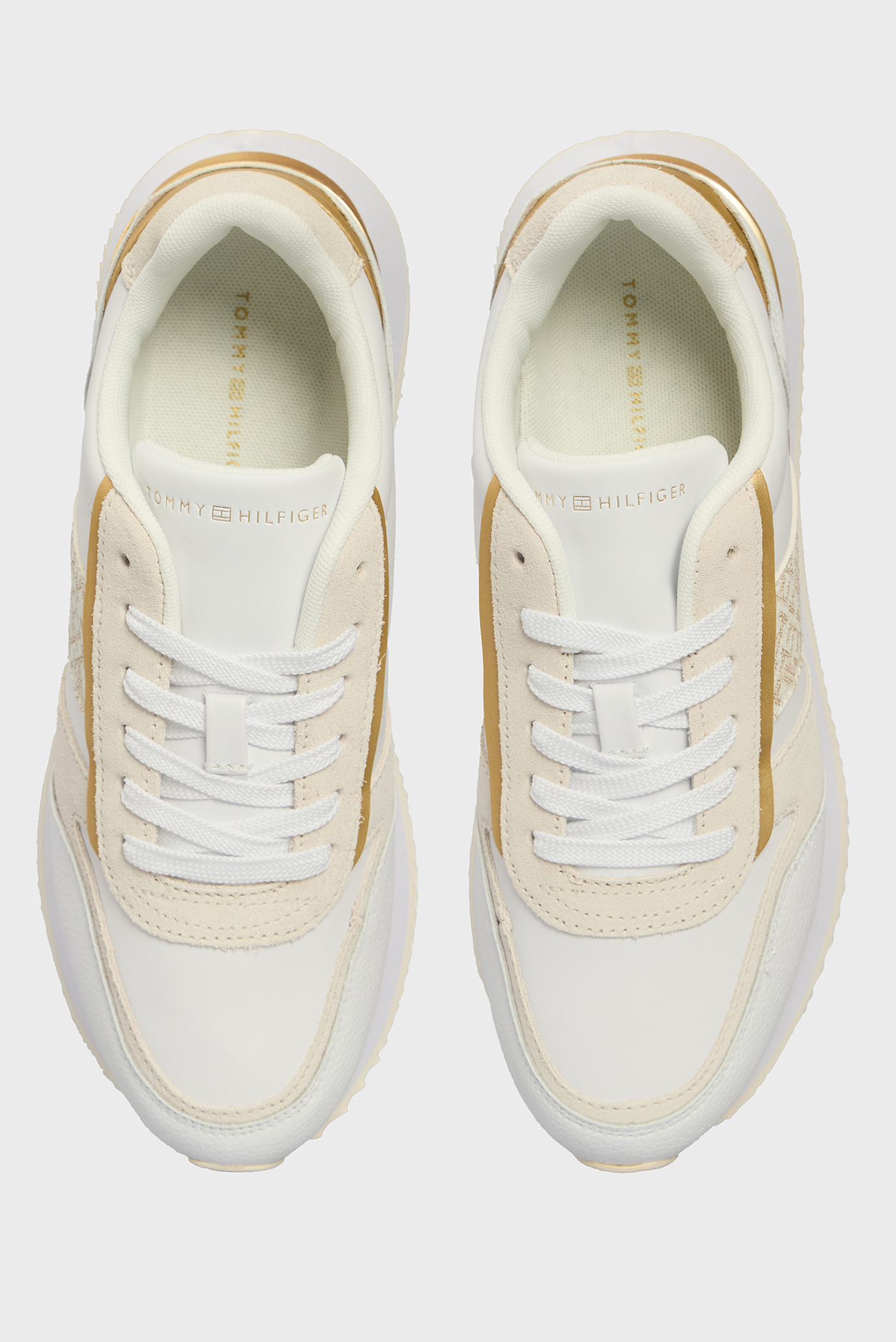 Женские белые кожаные кроссовки LUX MONOGRAM RUNNER 4