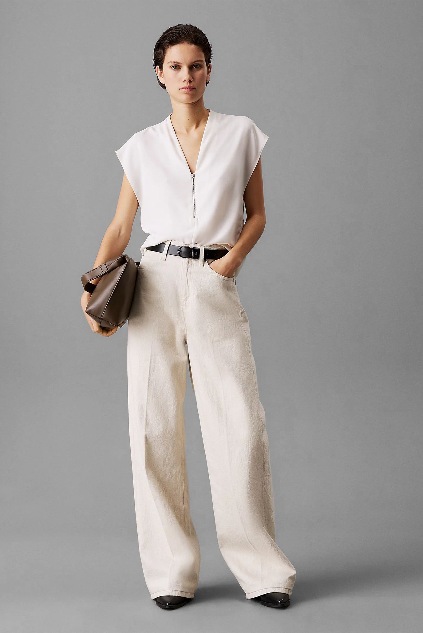 Блузка HEAVY GEORGETTE SS ZIP BLOUSECalvin Klein Блузка HEAVY GEORGETTE SS ZIP BLOUSE 2