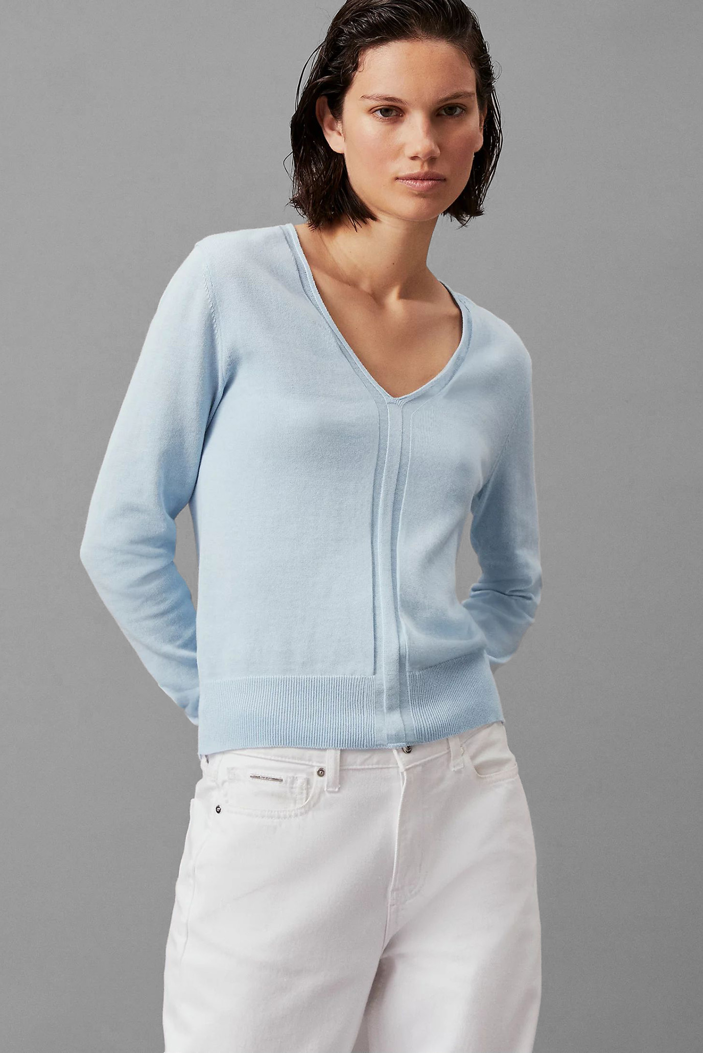 Свитер/COTTON SILK V-NECK SWEATER 1