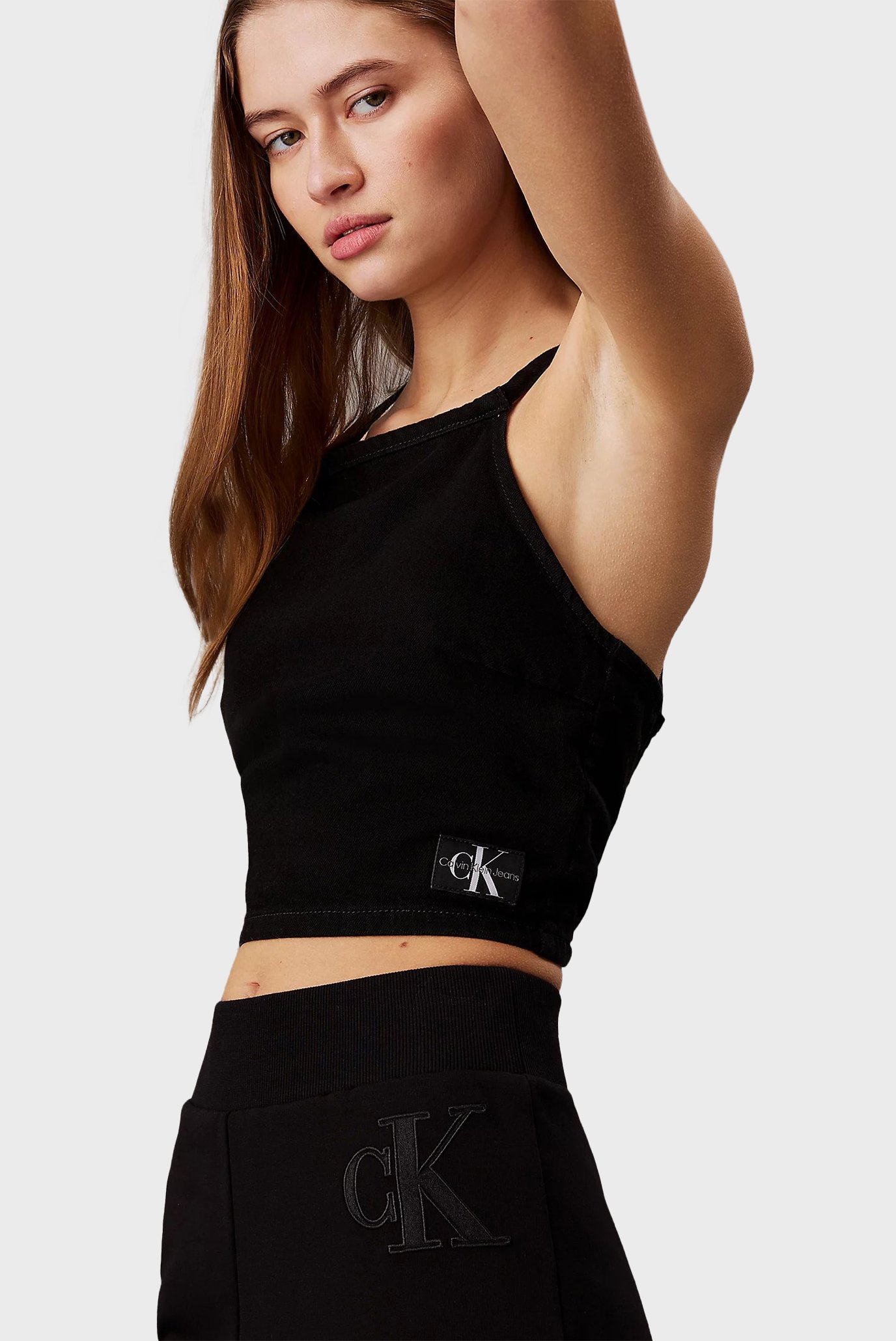 Женские черные спортивные брюки SATIN APPLIQUE JOG 4