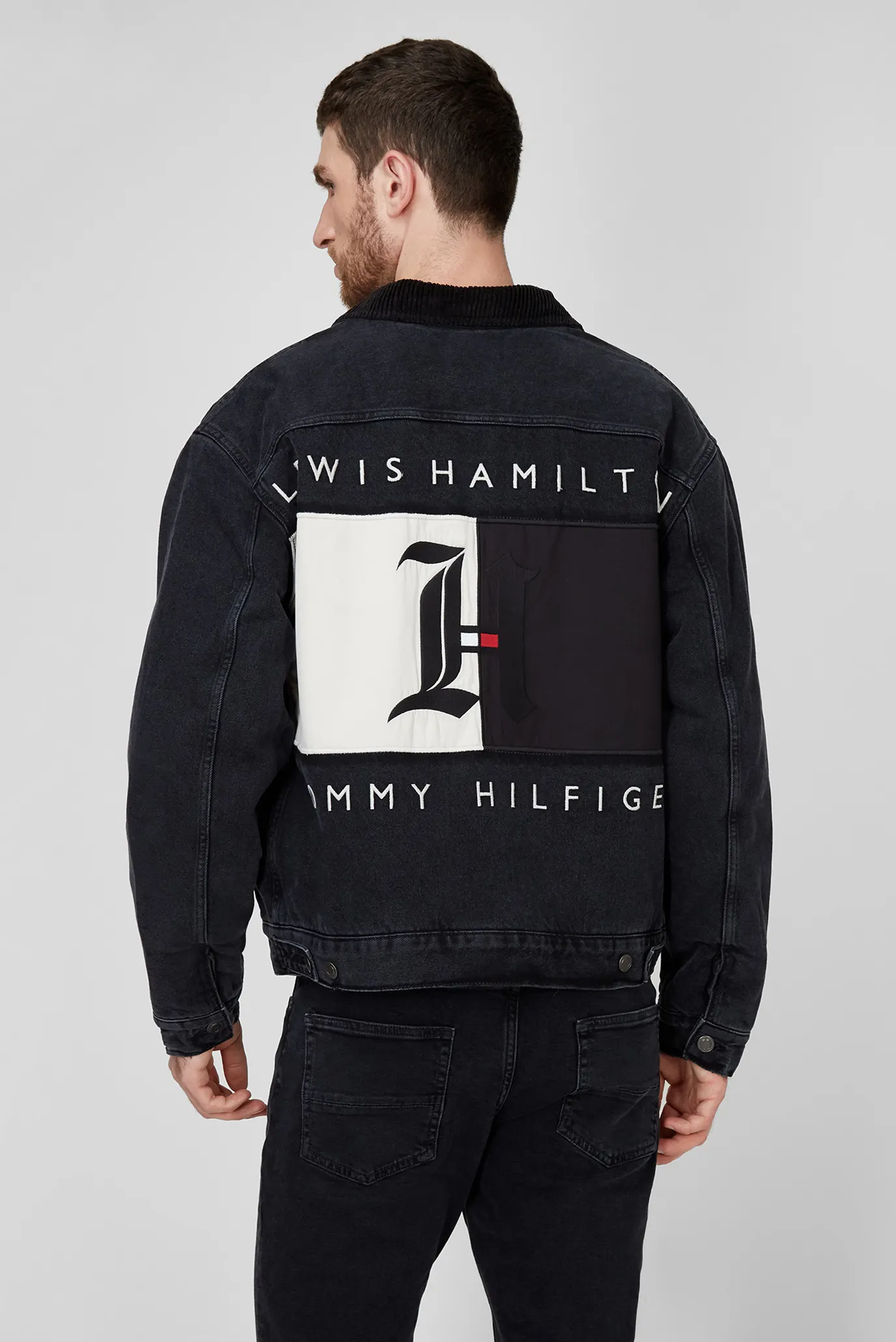 Мужская черная джинсовая куртка LEWIS HAMILTON 9