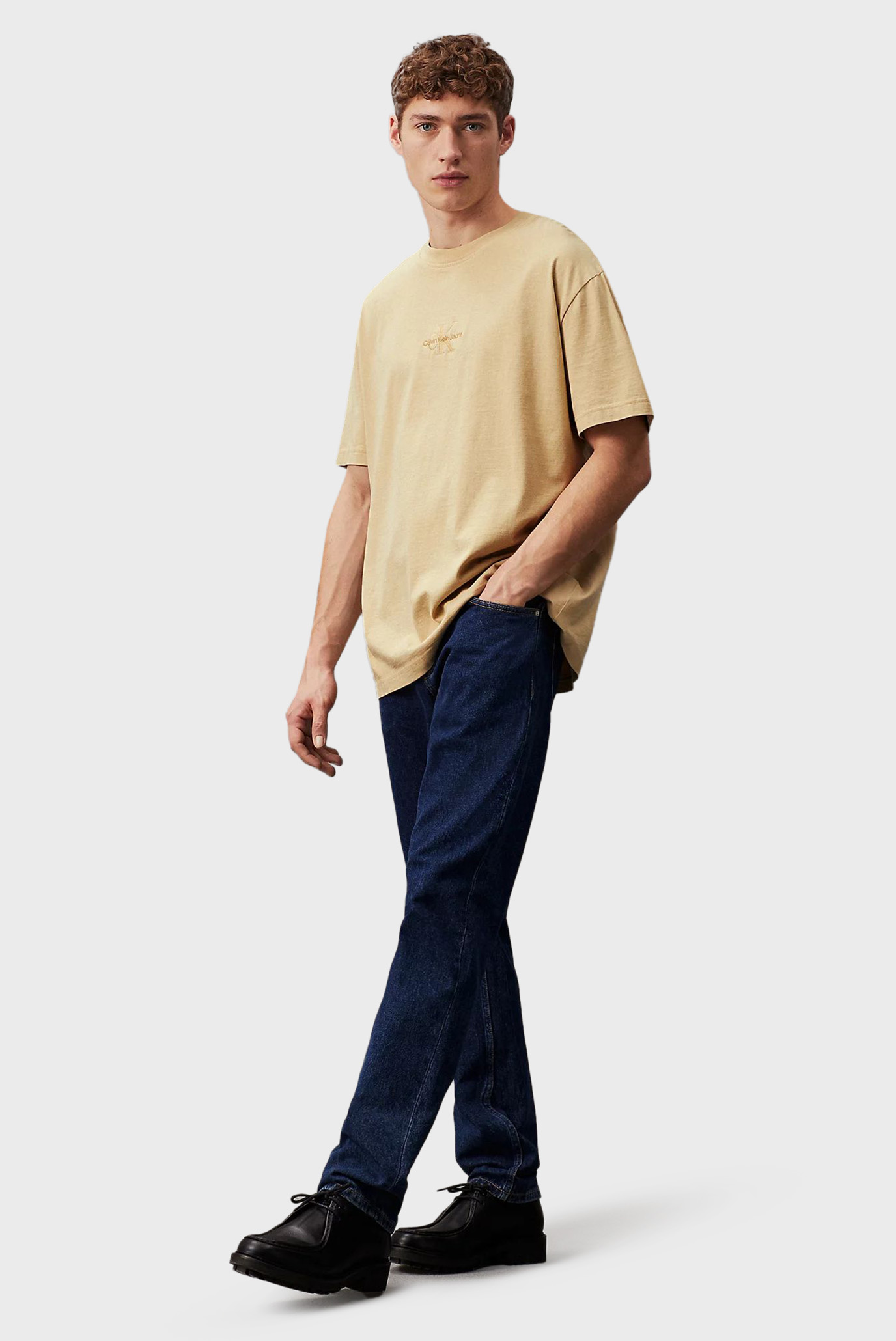 Мужская бежевая футболка WASHED MONOLOGO TEE 4