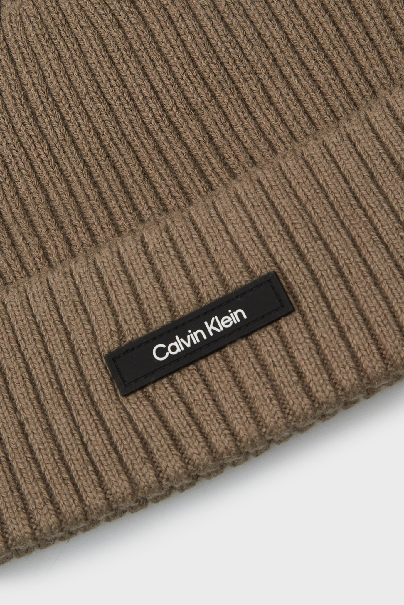 Мужская коричневая шапка CLASSIC COTTON RIB BEANIE 3