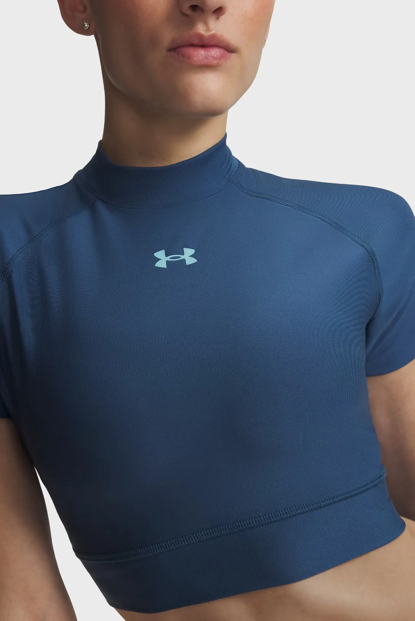 Топ HeatGear Crop Mock SS-BLU 2