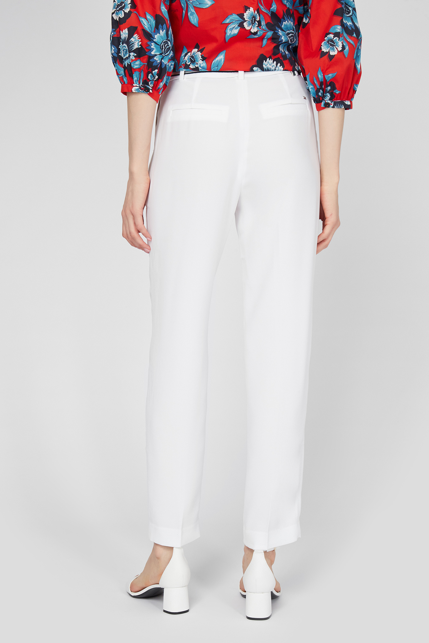 Женские белые брюки CREPE BELTED TAPERED ANKLE PANT 4