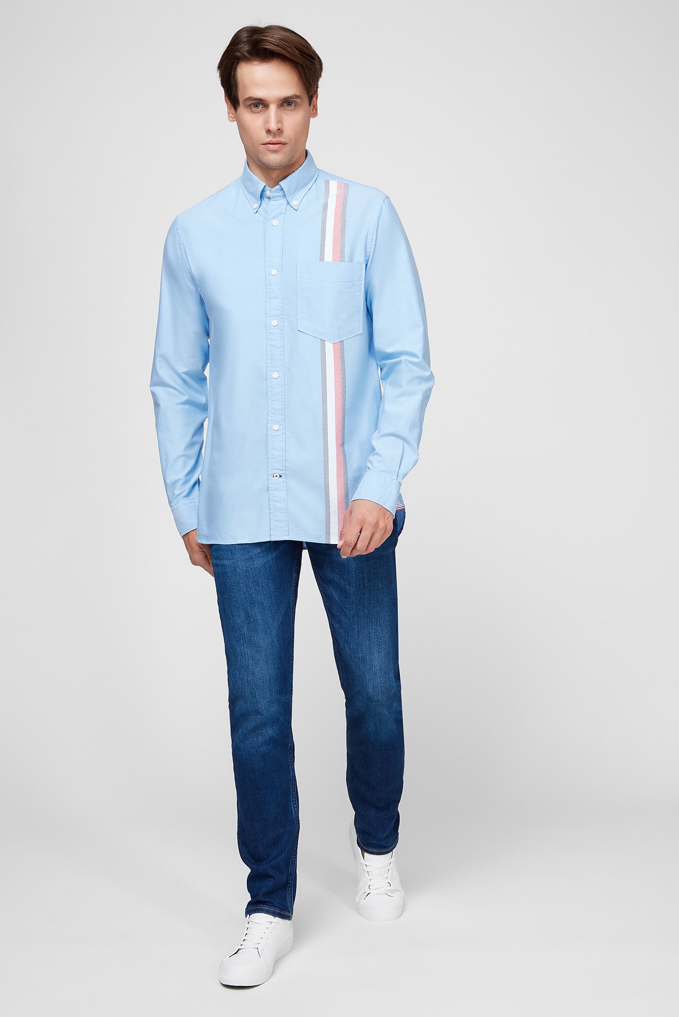 Мужская голубая рубашка ENGINEERED STRIPE OXFORD 7