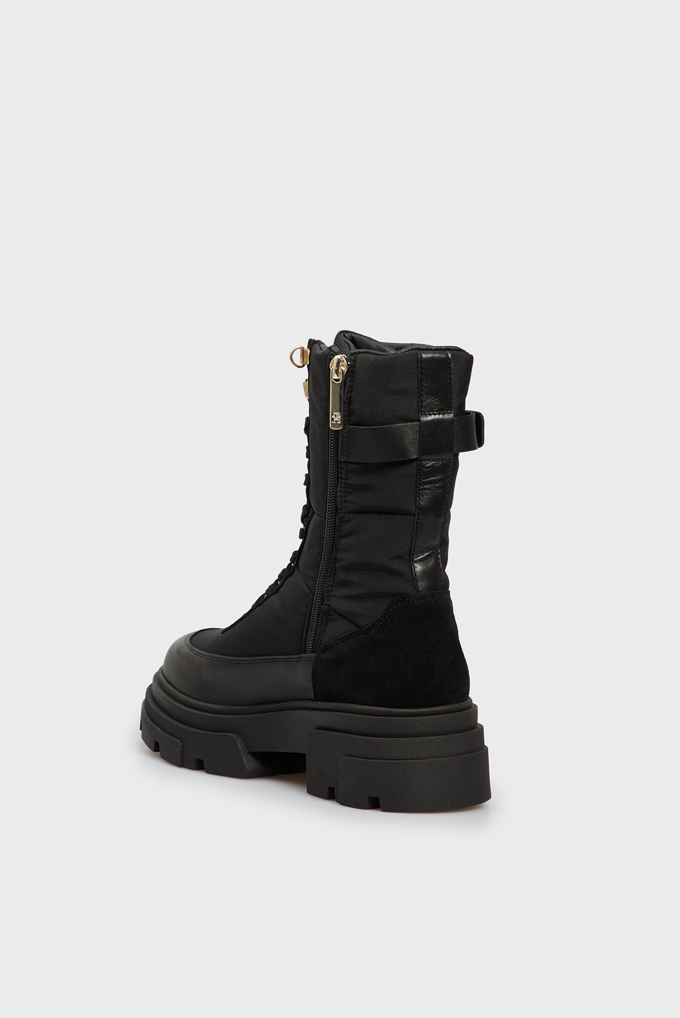 Женские черные ботинки BIKER LEATHER MIX LACE-UP 5