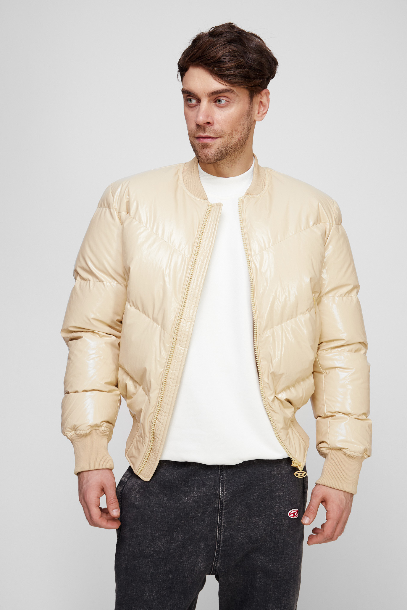 Мужской бежевый пуховик W-STEN 6