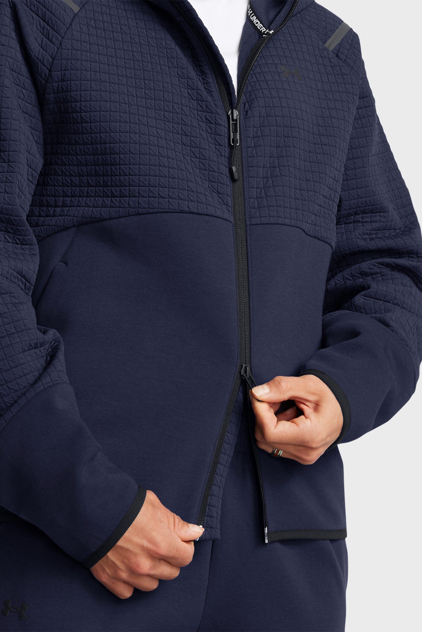 Женское темно-синее худи UNSTOPPABLE FLC TXT FZ 4