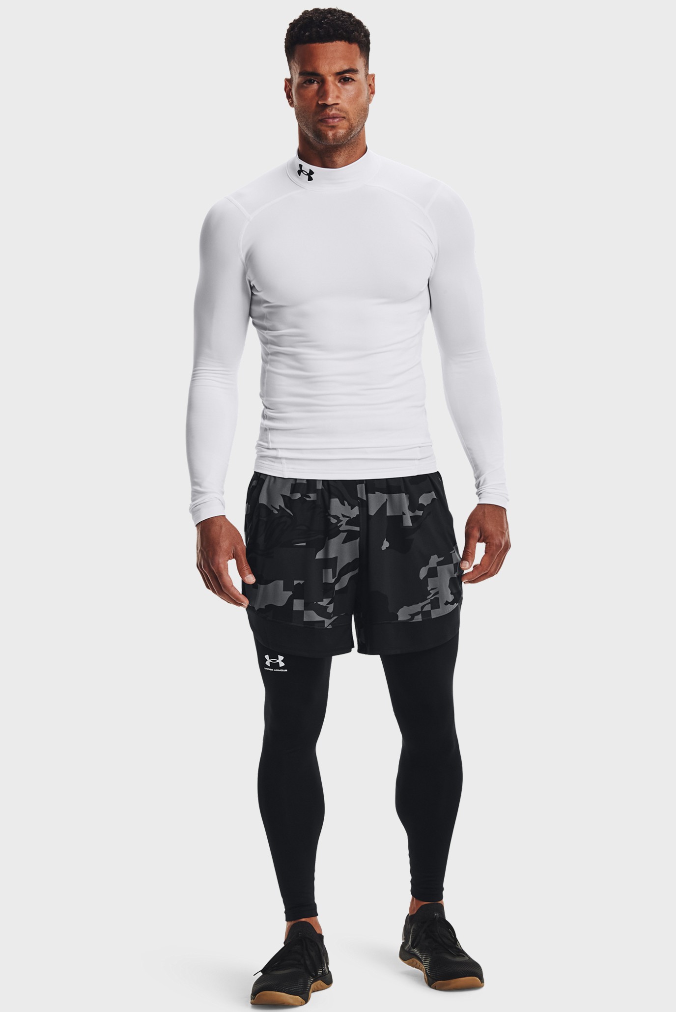 Мужской белый термореглан UA CG Armour Comp Mock 2