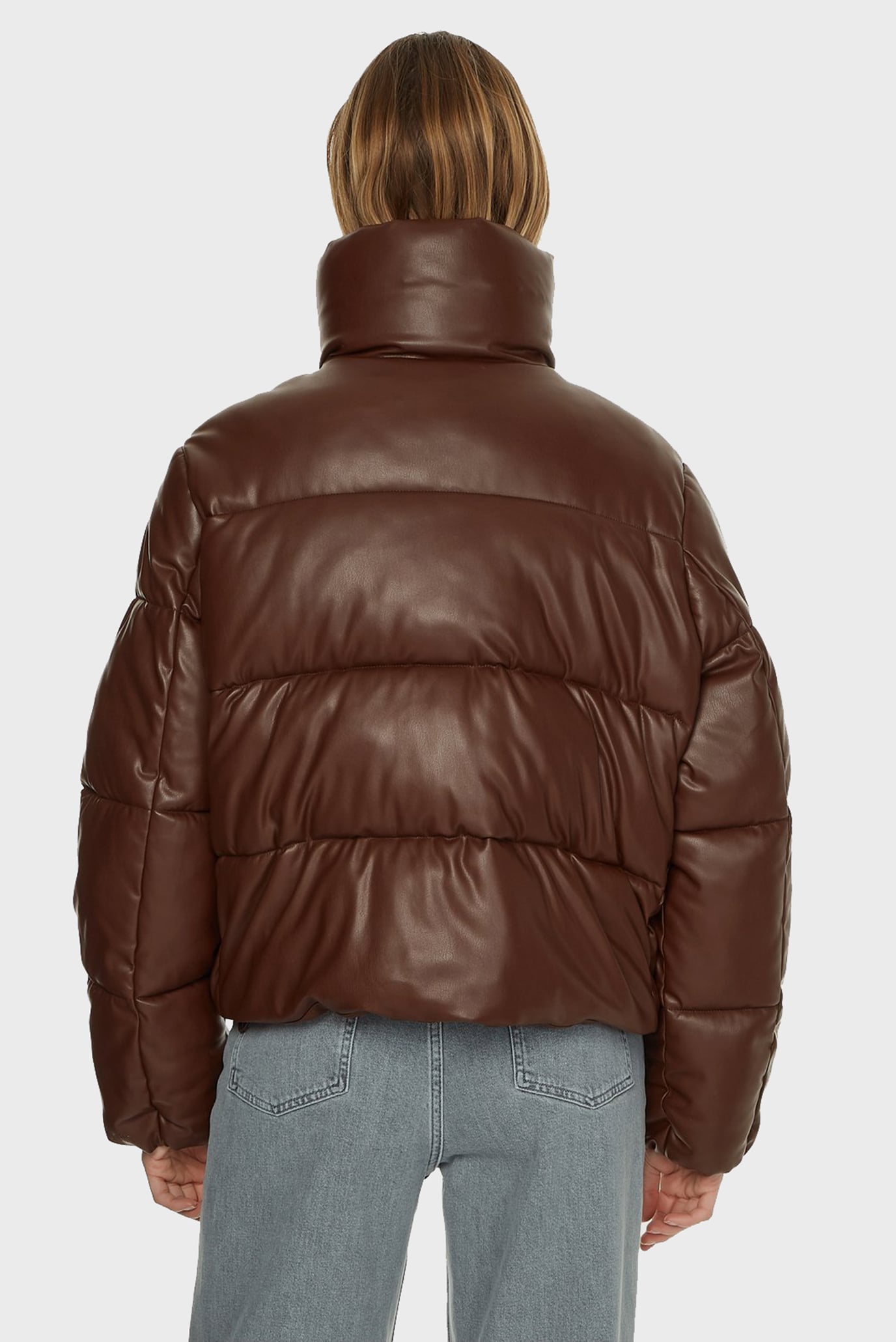 Женская коричневая куртка PU PADDED PUFFER JACKET 6
