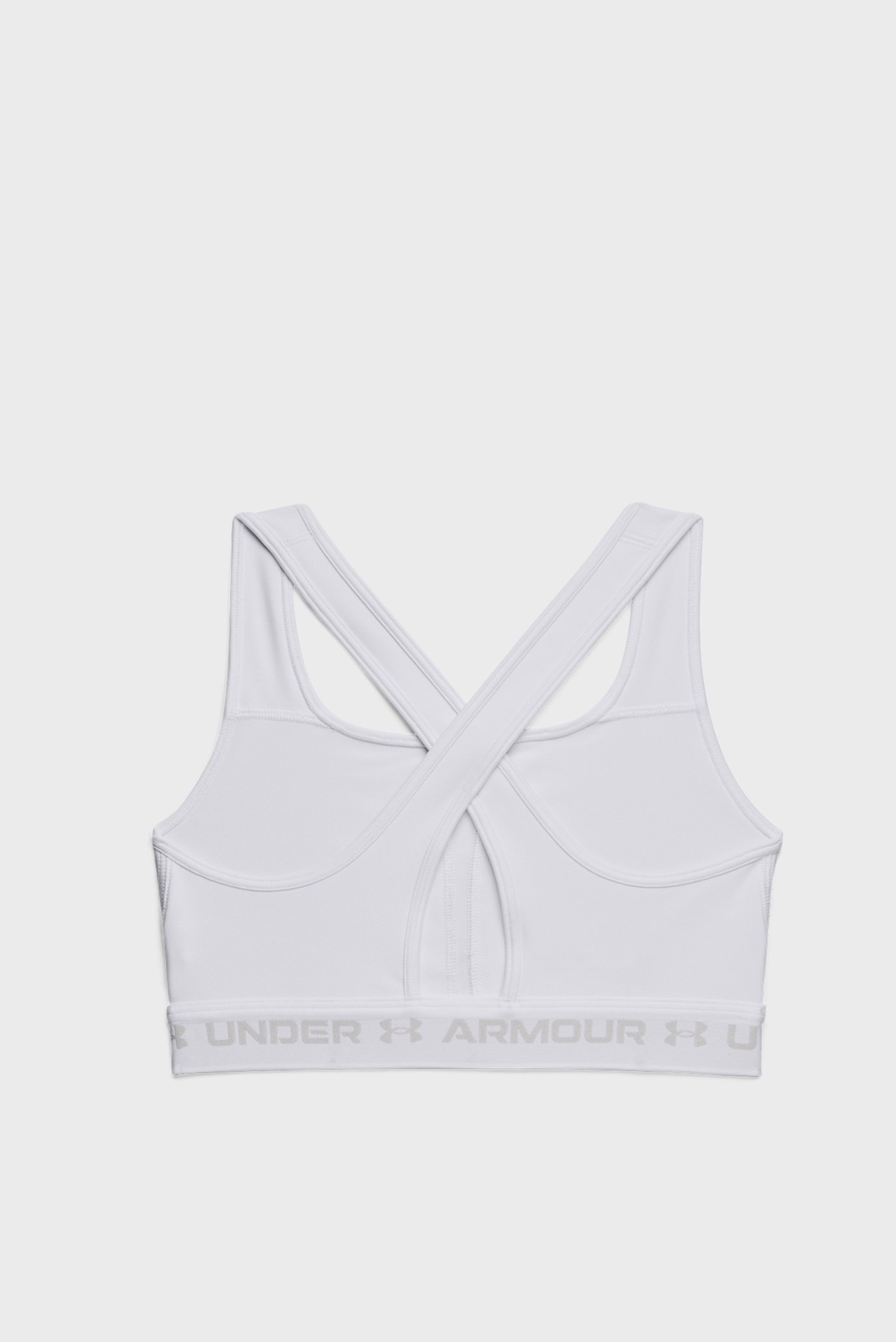 Женский белый спортивный топ UA Crossback Mid Bra 4