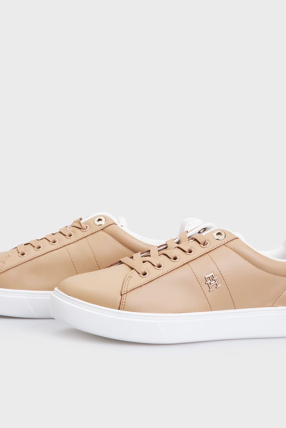 Женские бежевые кожаные сникерсы ELEVATED ESSENT SNEAKER MONOGRAM