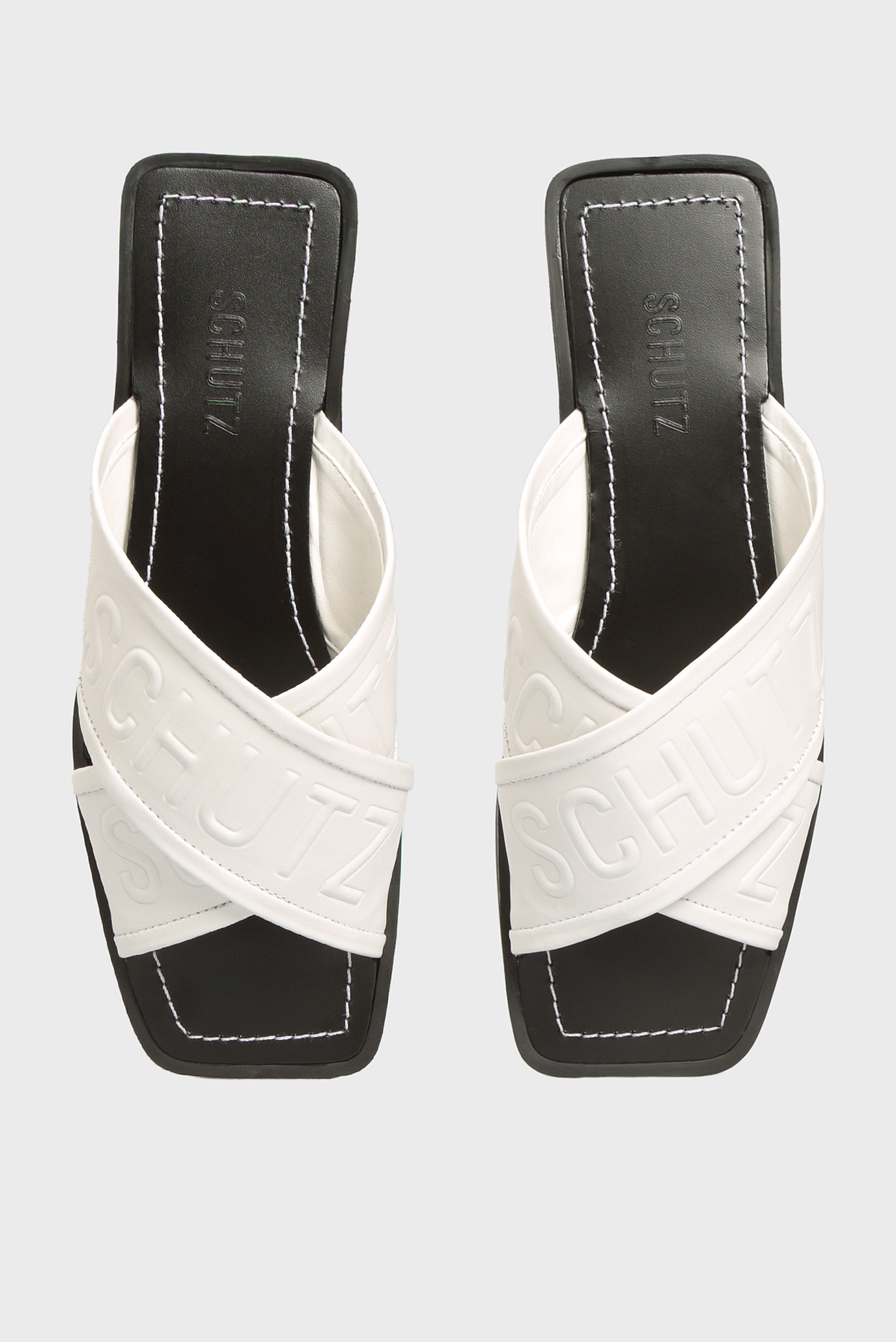 Женские белые кожаные слайдеры 9