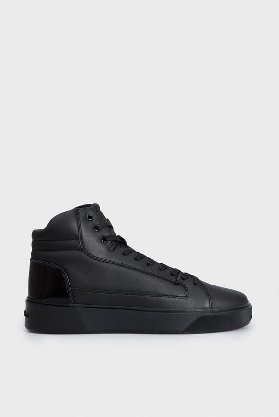 Мужские черные кожаные хайтопы HIGH TOP LACE UP INV STITCH