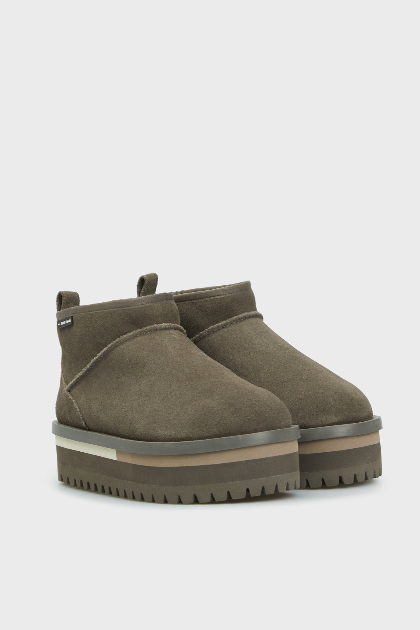 Женские серые замшевые угги TJW SUEDE FLATFORM  BOOT 3